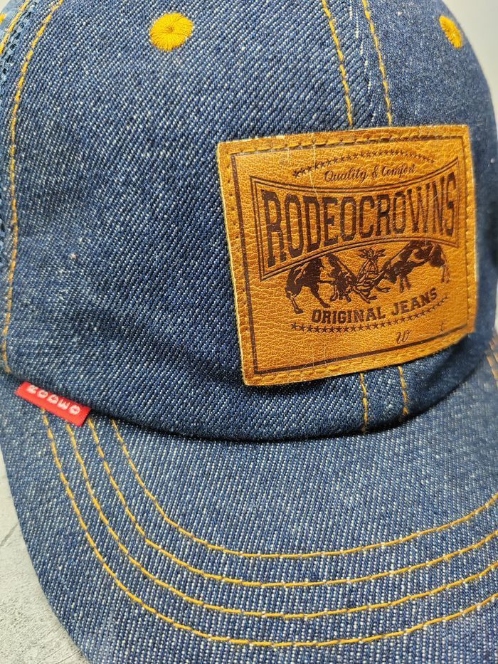 Japanese Brand Vintage Rodeo Crowns Denim Trucker Cap Hat Size ONE SIZE - 3 Thumbnail