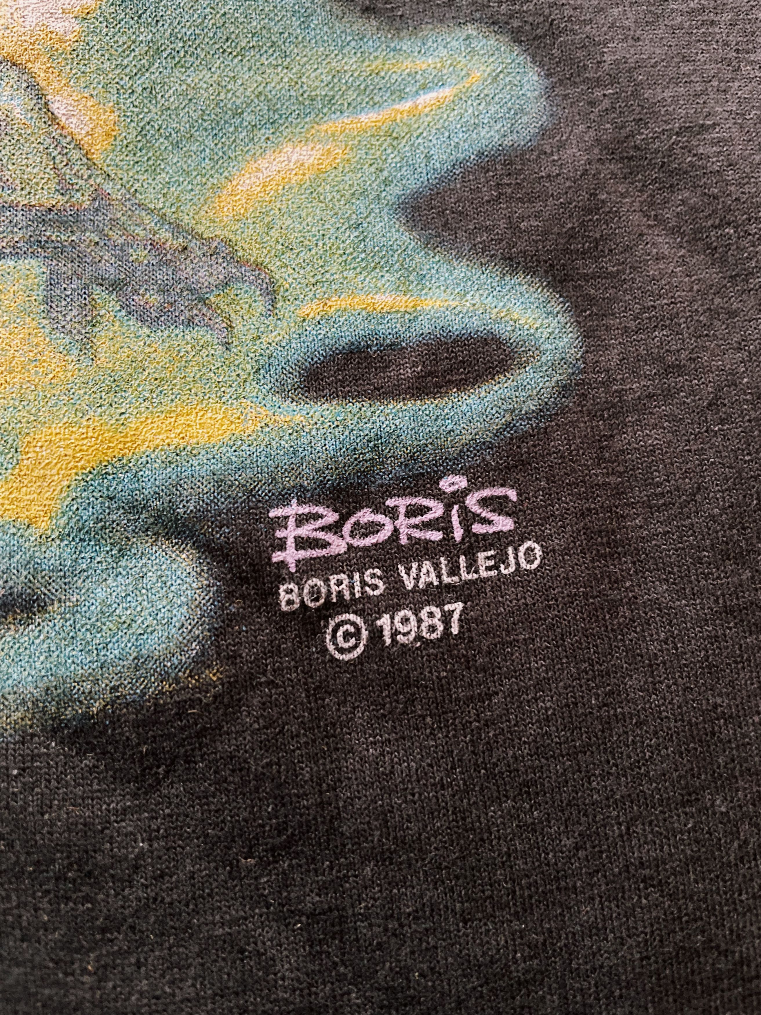 Vintage Vintage 1987 Boris Vallejo Winged Lady On A Sea Monster Tee Size US L / EU 52-54 / 3 - 5 Thumbnail