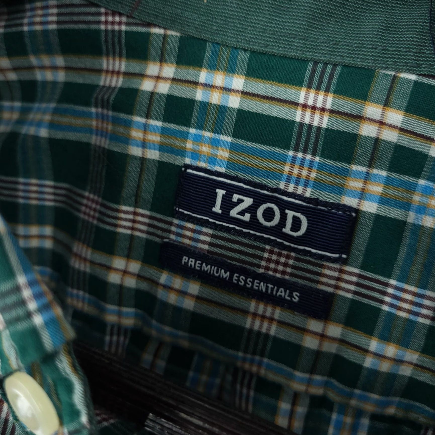 Izod Izod Shirt Mens Medium Green Plaid Premium Essentials Button Up Long Sleeve Shirt Size US M / EU 48-50 / 2 - 5 Thumbnail