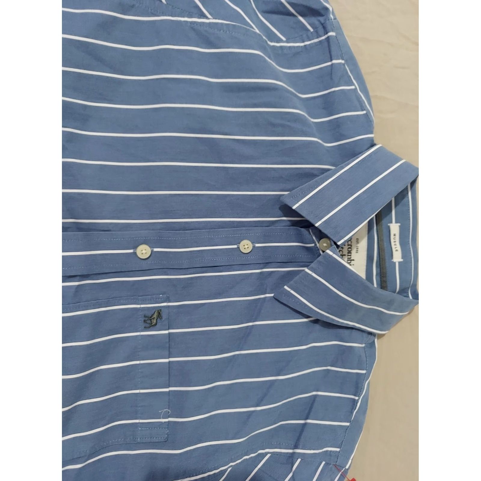Abercrombie & Fitch VINTAGE Abercrombie & Fitch Mens Dress Shirt L Large Blue Button Cotton Shirt Mens Large Blue Cotton Button-Up Size 42R - 2 Thumbnail