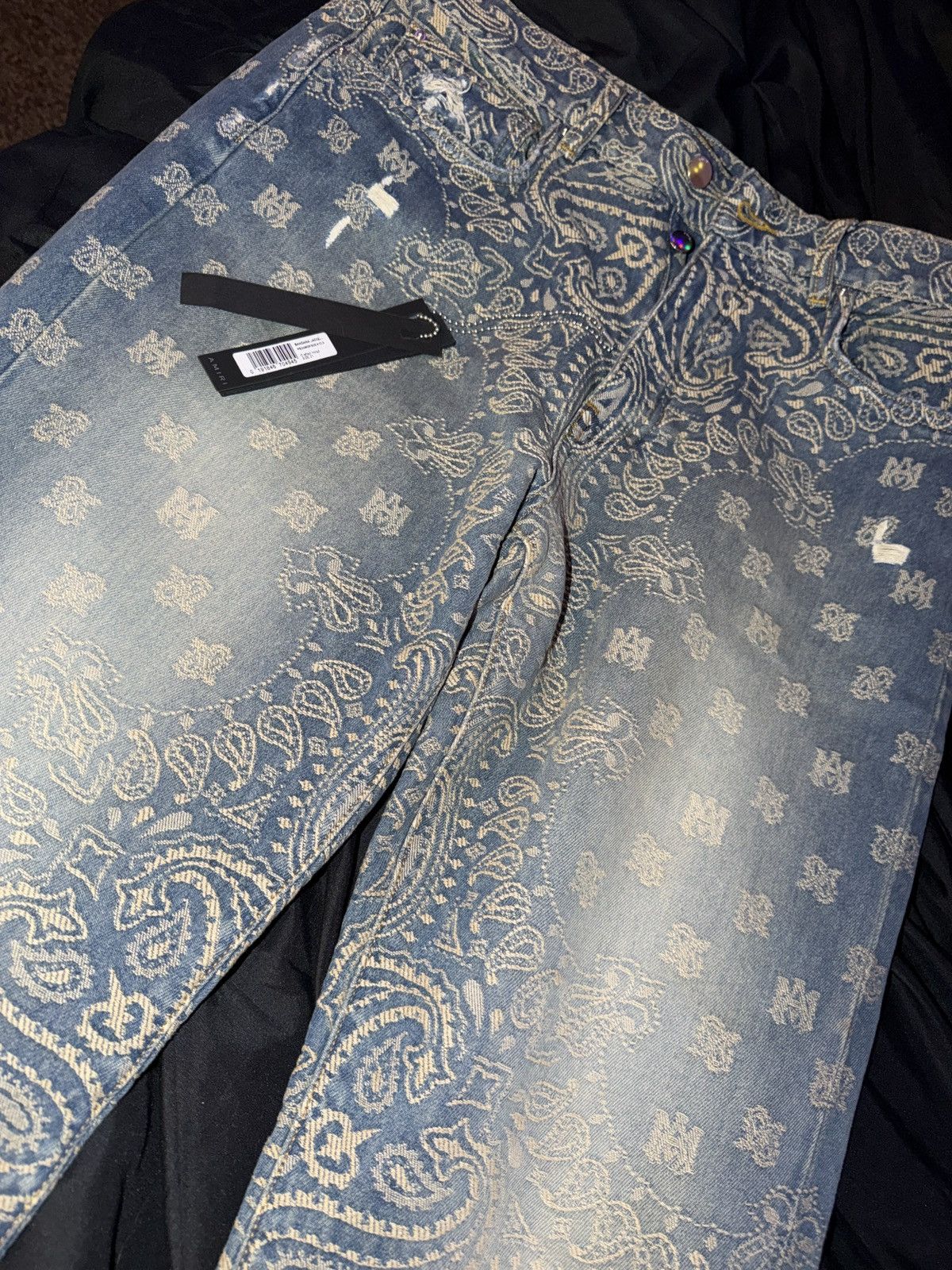 Amiri Amiri Bandana Jacquard Straight Leg Jeans Size US 31 - 3 Thumbnail