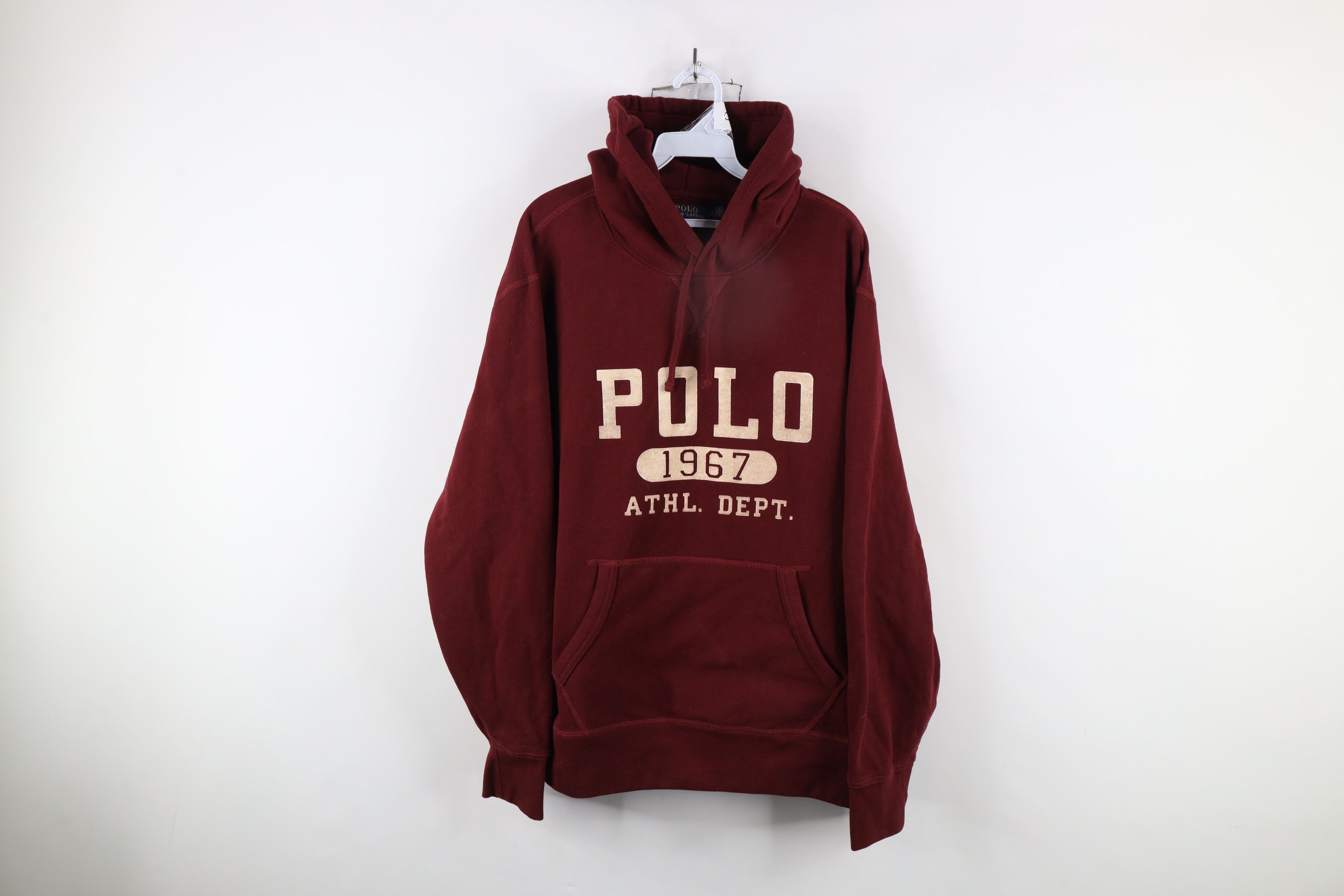 Ralph Lauren × Vintage Vintage Ralph Lauren Spell Athletic Department Hoodie Red Size US XL / EU 56 / 4 - 1 Thumbnail