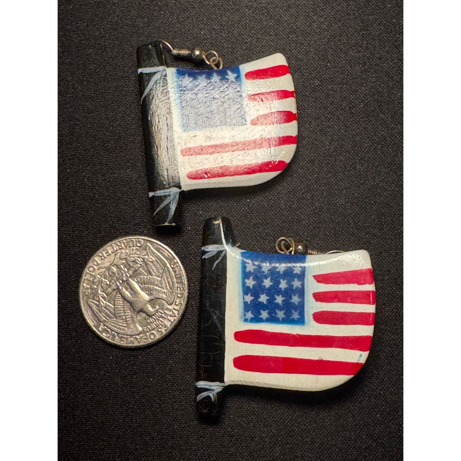 Other Vintage Wood American Flag Pierced Earrings (very light) Size ONE SIZE - 3 Thumbnail