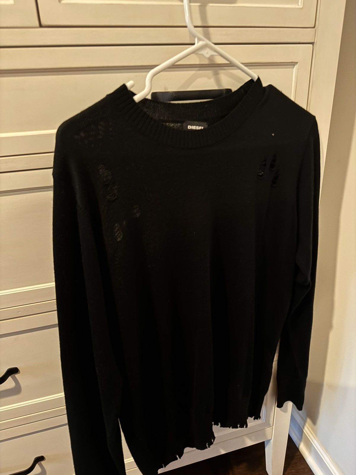 Diesel Diesel black wool light ripped long sleeve shirt Size US S / EU 44-46 / 1 - 1 Thumbnail