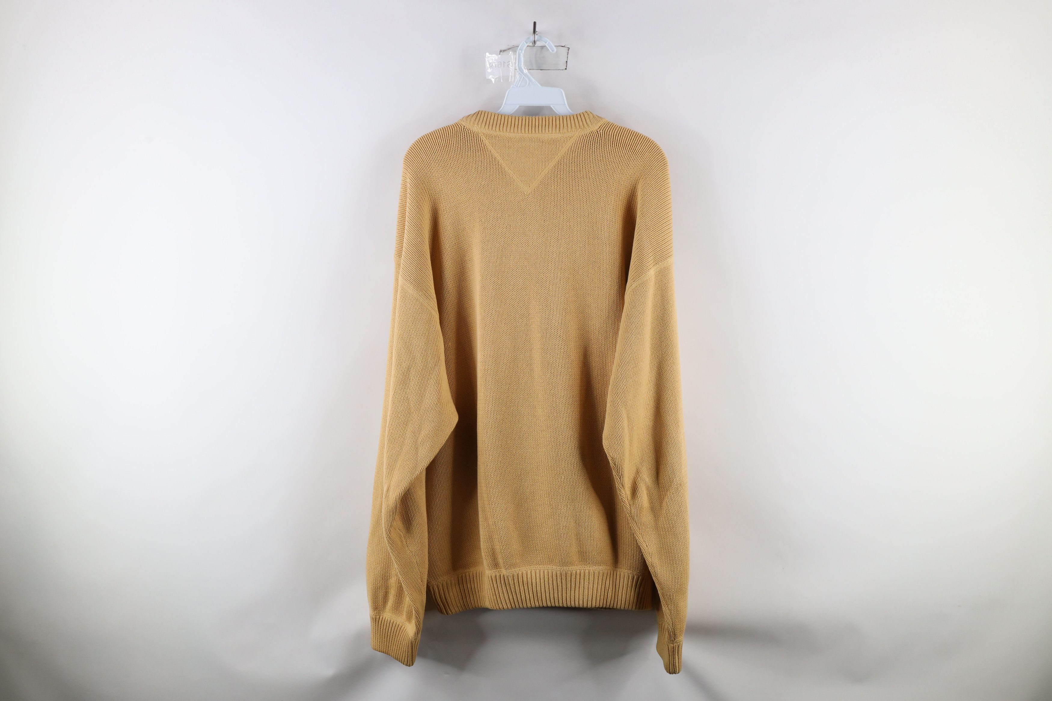 Tommy Hilfiger × Vintage Vintage 90s Tommy Hilfiger Cotton Knit Crewneck Sweater Gold Size US XL / EU 56 / 4 - 11 Thumbnail