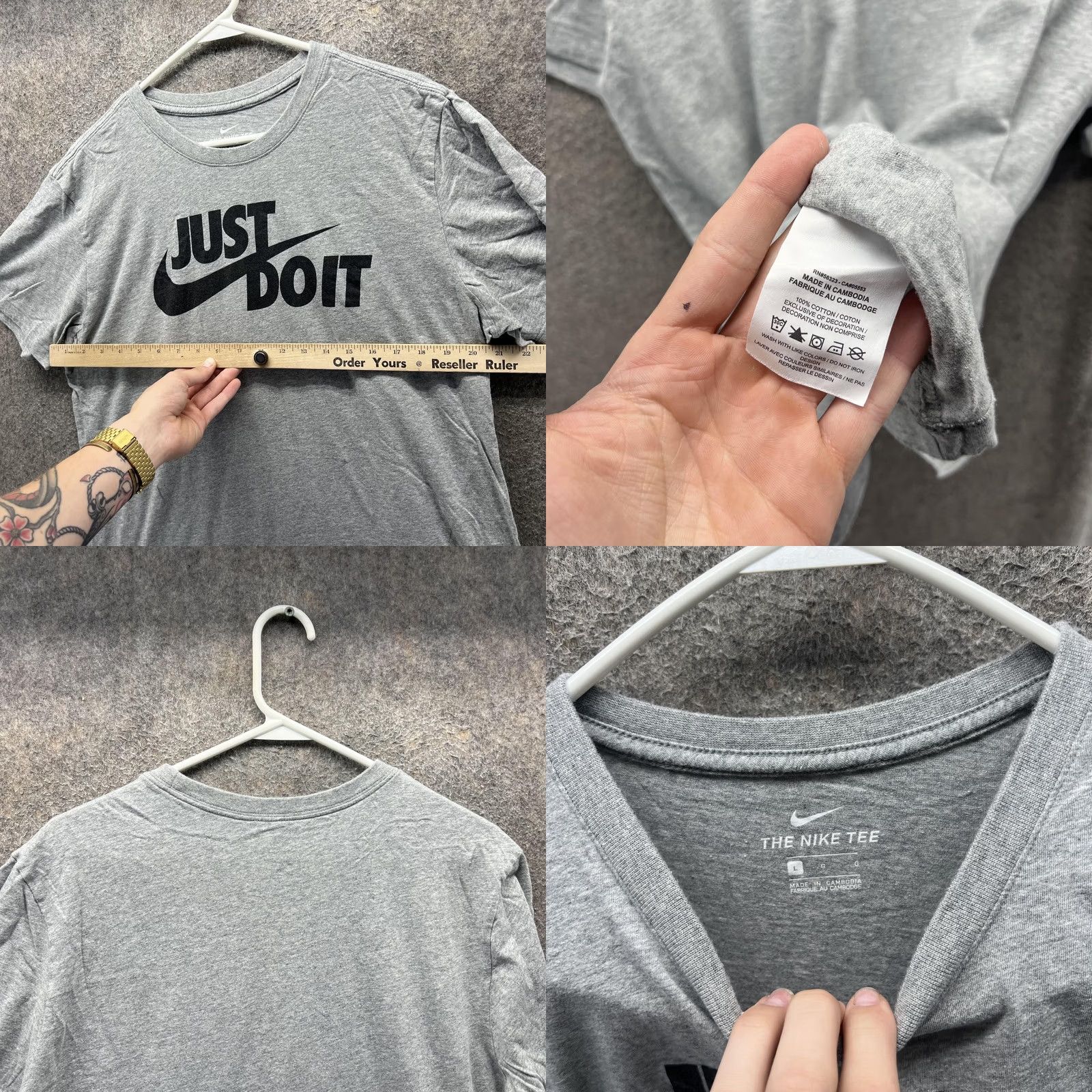 Nike Nike Shirt Mens Large Gray Just Do It Swoosh Graphic Tee Cotton Casual Size US L / EU 52-54 / 3 - 8 Thumbnail