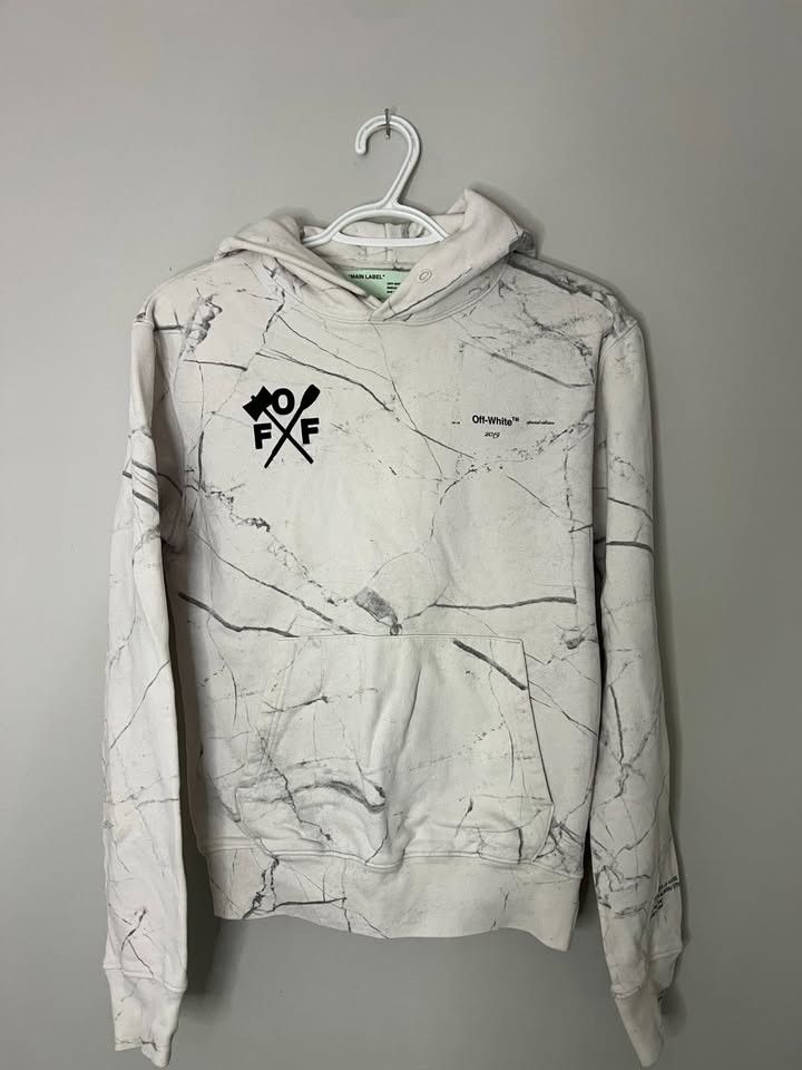 Off-White RARE Off-White Marble Hoodie - Virgil Abloh Size US XS / EU 42 / 0 - 1 Thumbnail