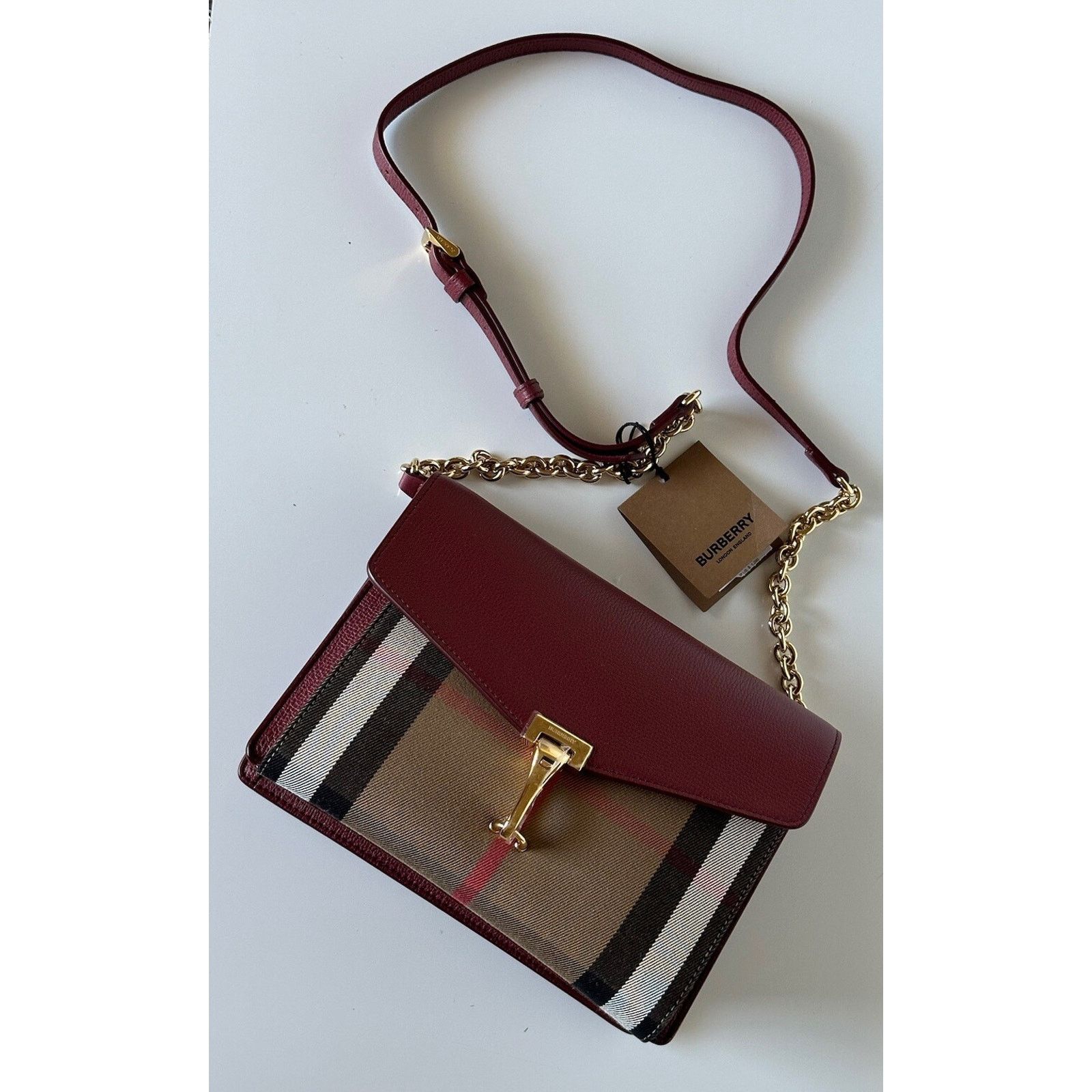 Burberry Small Macken House Check Leather Bag 8080159