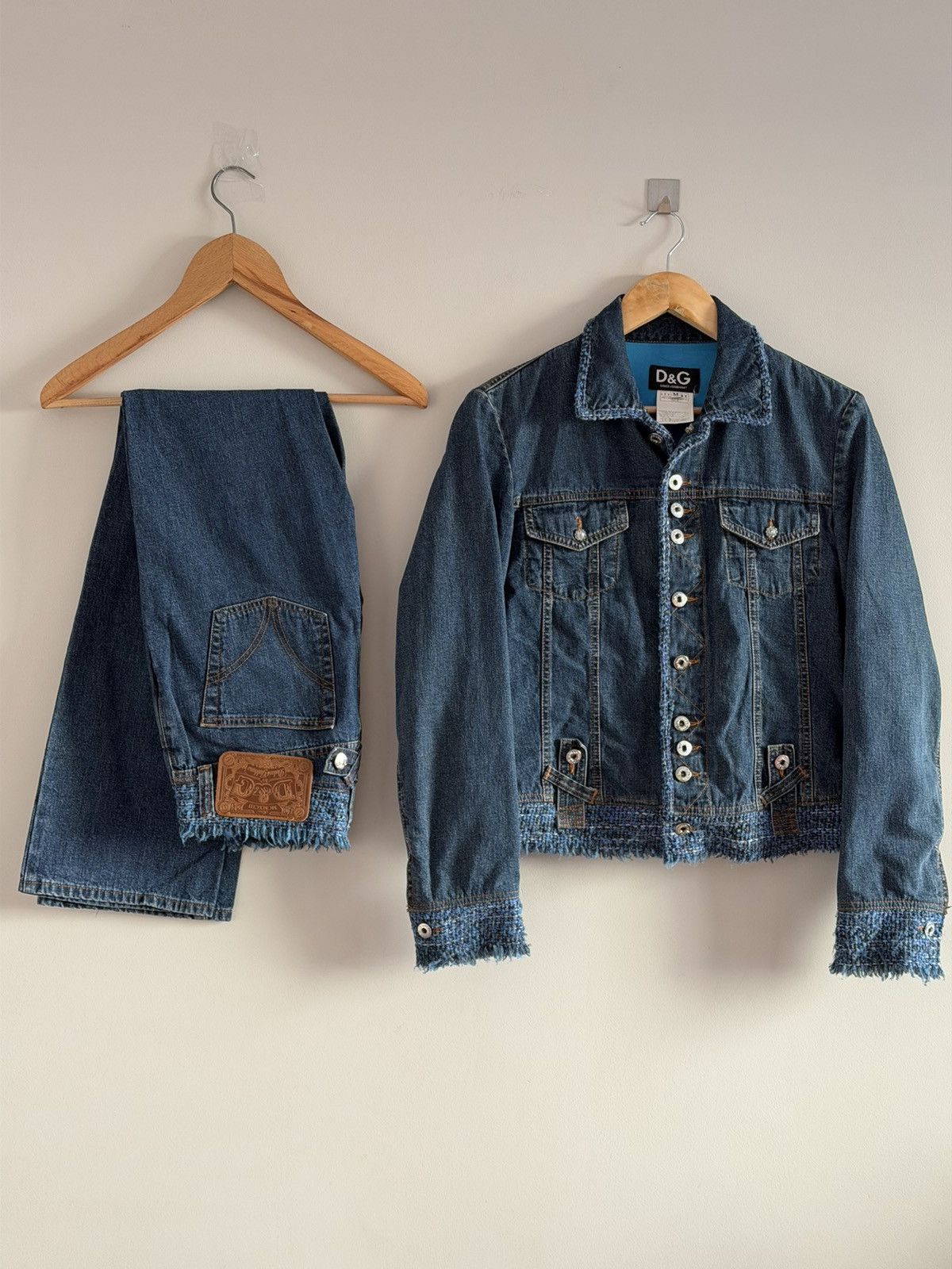 Dolce & Gabbana Vintage D&G Denim Set Tweed Trim Jacket Jeans Size M / US 6-8 / IT 42-44 - 1 Thumbnail