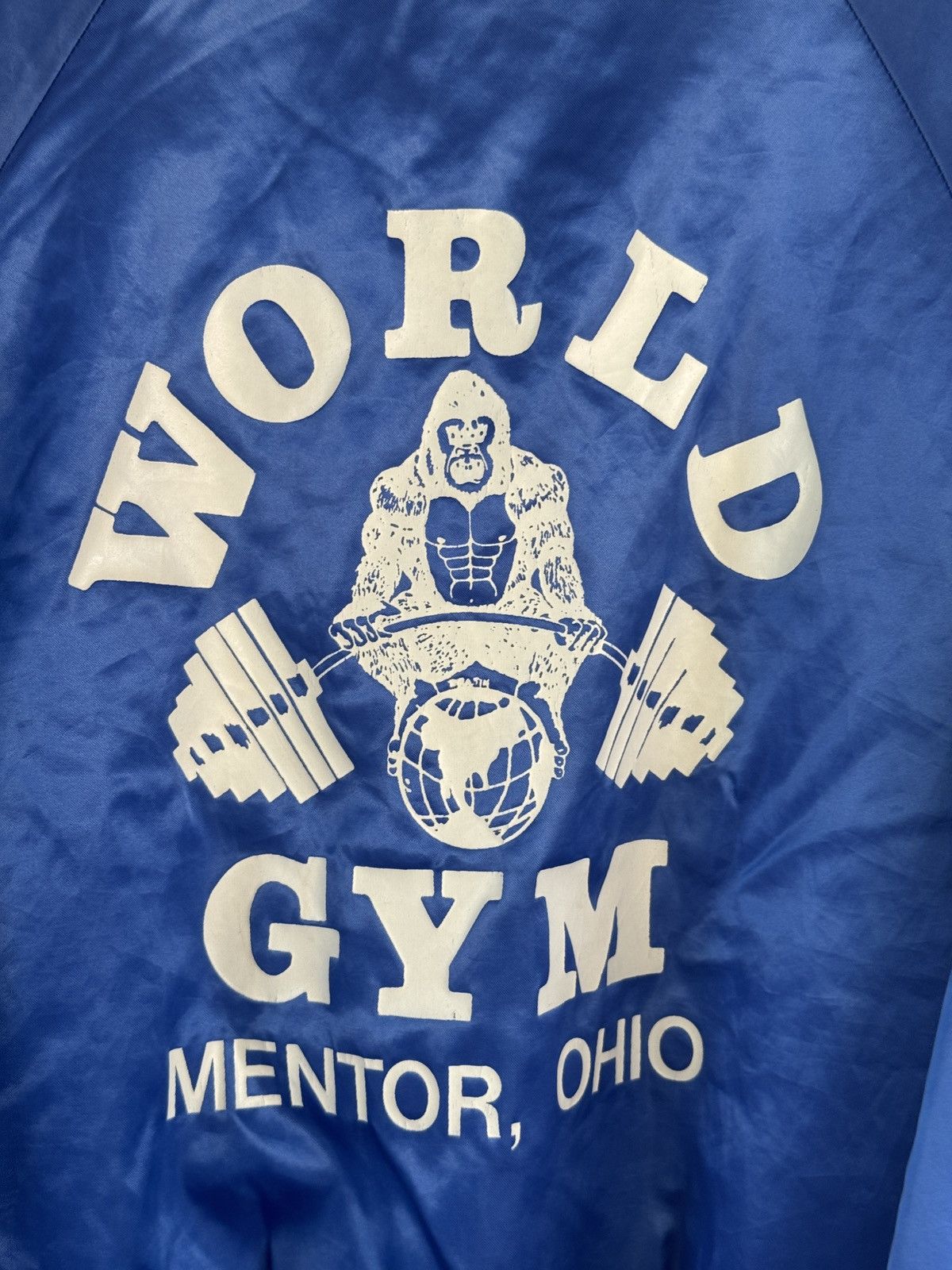 Other *RARE* 80s 90s WORLD GYM BOMBER JACKET BODYBUILDING Size US XL / EU 56 / 4 - 4 Thumbnail