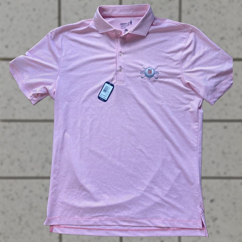 johnnie-O johnnie-O Lyndon Polo Shirt Mens Medium Pink Striped Performance Golf Shirt New with Tags Size US M / EU 48-50 / 2 - 1 Thumbnail