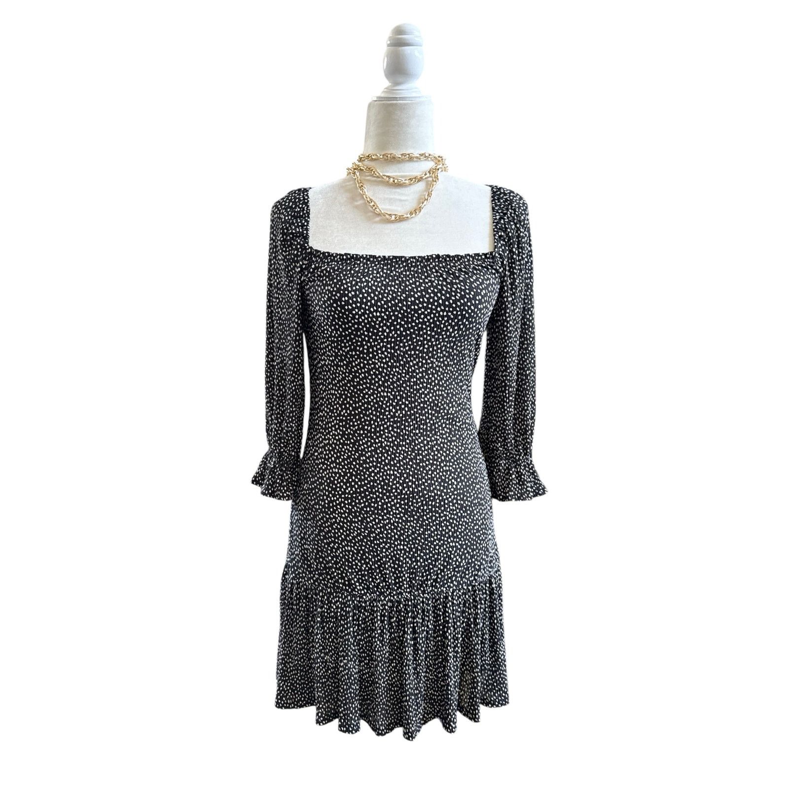 Mango Mango Women Black & White Printed A-Line Mini Dress Size 2 Size XS / US 0-2 / IT 36-38 - 2 Thumbnail