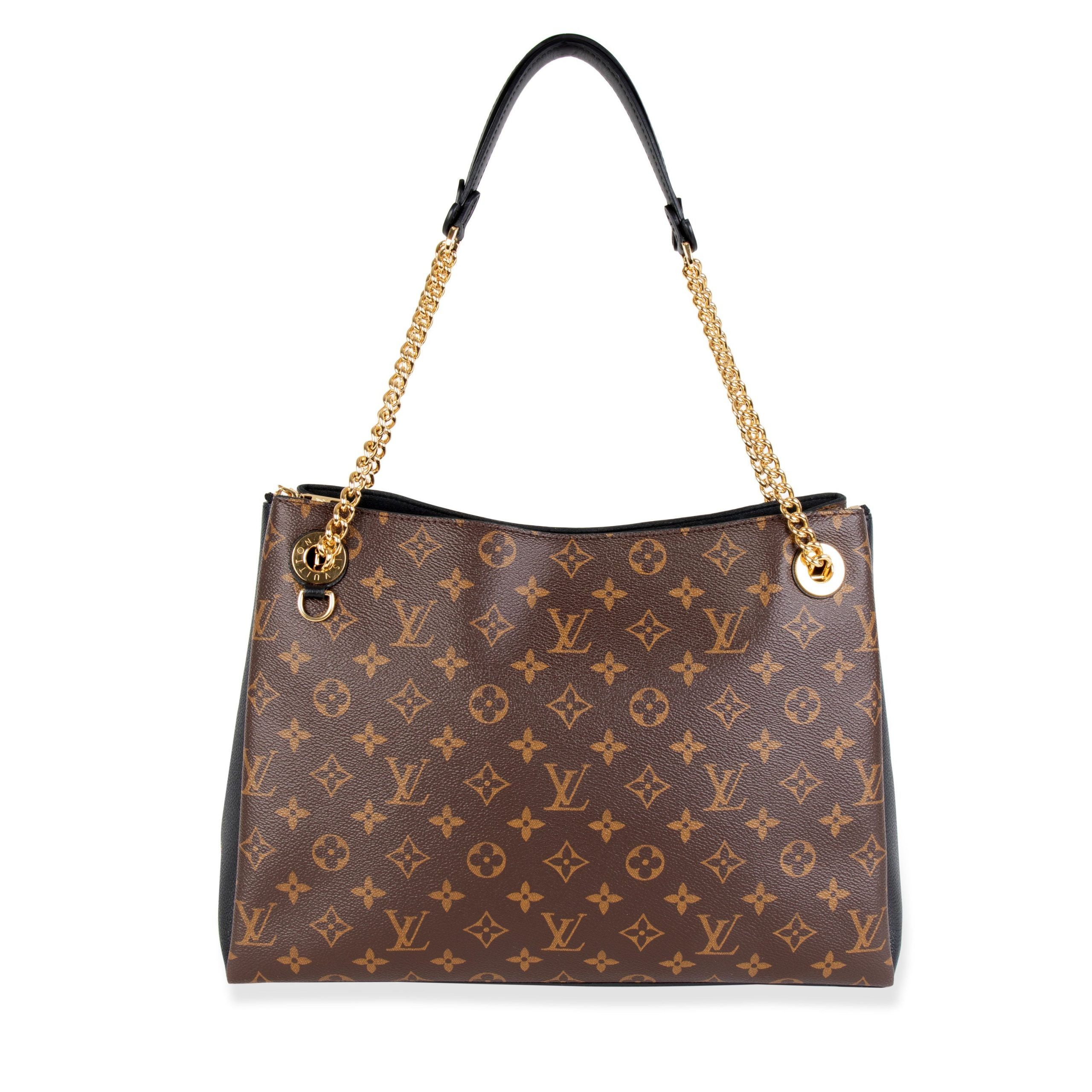 Louis Vuitton Brown Monogram Canvas & Black Taurillon Leather Surene MM Tote