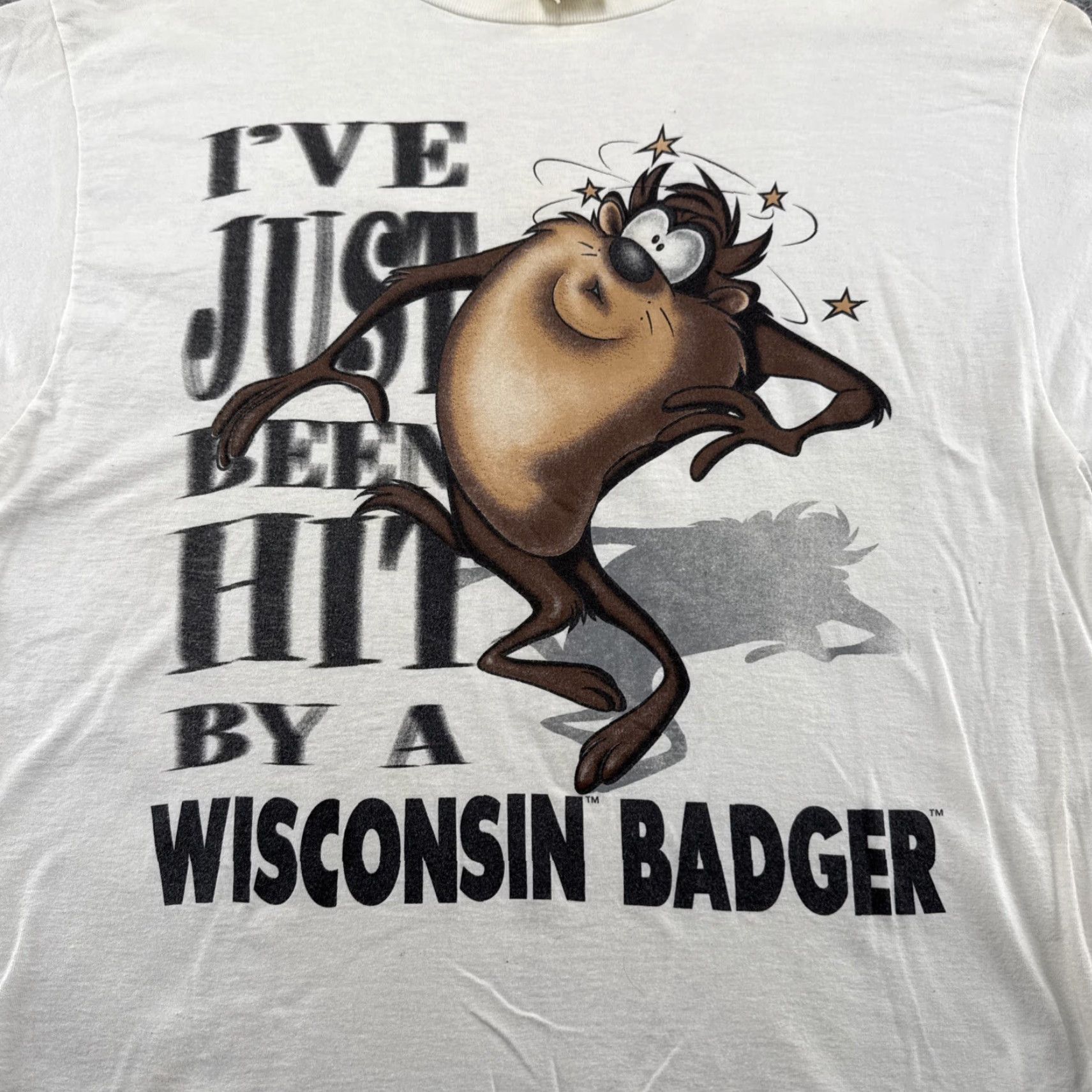 Vintage VINTAGE Looney Tunes Wisconsin Badgers TAZ NCAA Shirt Size L White 1990s 90s T-Shirt Mens Womens Unisex Adults Graphic Print Short Sleeve Size US L / EU 52-54 / 3 - 2 Thumbnail