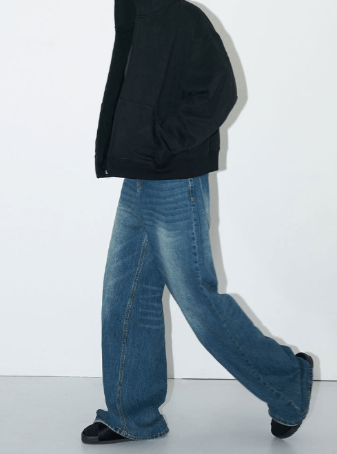 Japanese Brand × Jean Vintage loose versatile washed distressed baggy jeans Size US 32 / EU 48 - 5 Thumbnail
