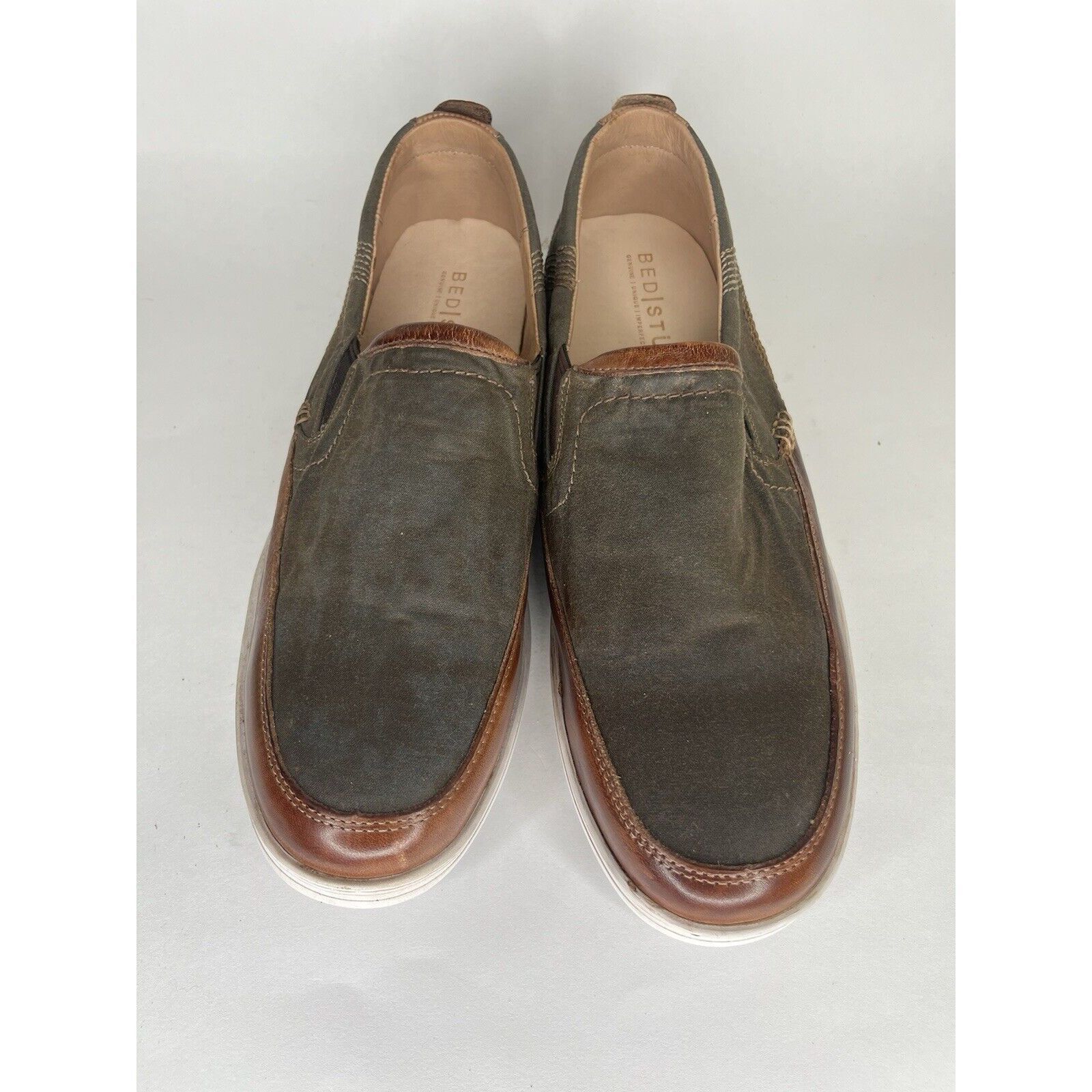 Bed Stu Bed Stu Green Canvas Brown Leather Casual Loafers Shoes Men Size US 13 / EU 46 - 9 Thumbnail