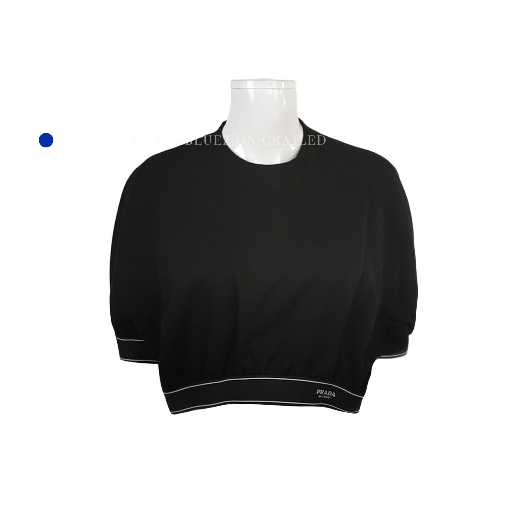 Prada Logo Trim Short Sleeve Sweatshirt in Black Size US S / EU 44-46 / 1 - 1 Thumbnail