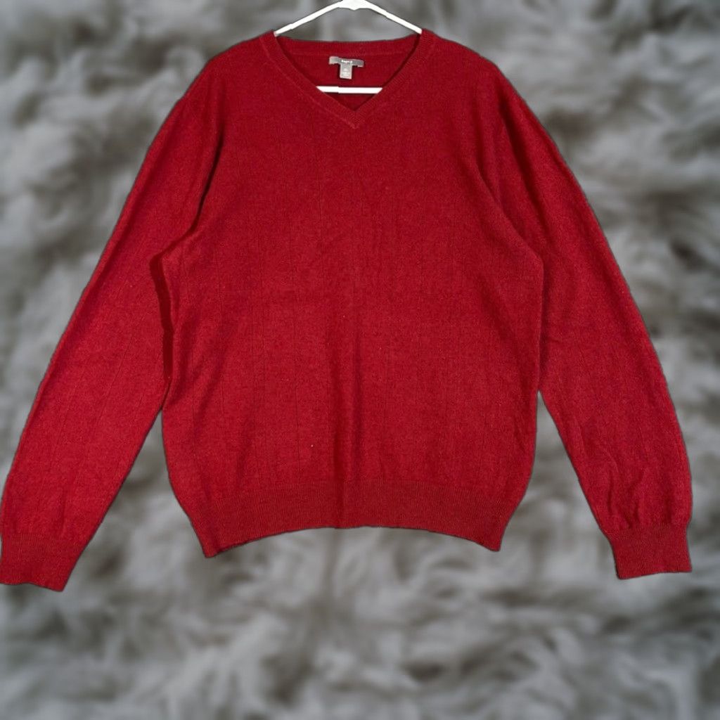 Apt. 9 Apt.9 Red V-Neck Long Sleeve Pullover 100% Cashmere Sweater Men's Size XL Size US XL / EU 56 / 4 - 1 Thumbnail