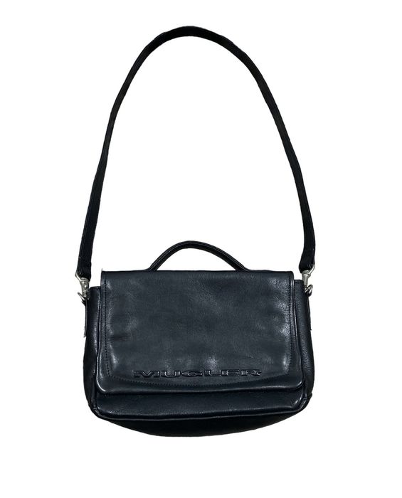 Mugler 🔥Luxury🔥Mugler Paris Spell out Fully Leather Sling Bag Grailed