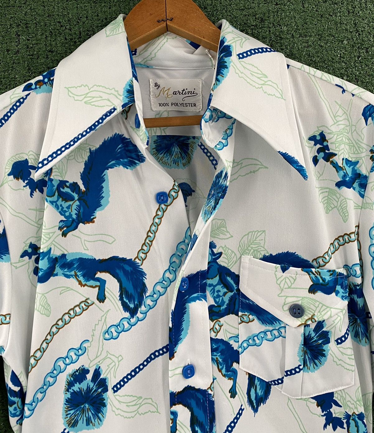 Vintage VTG 70's By Martini Squirrels Floral Disco Shirt Men’s XS Size US XS / EU 42 / 0 - 2 Thumbnail