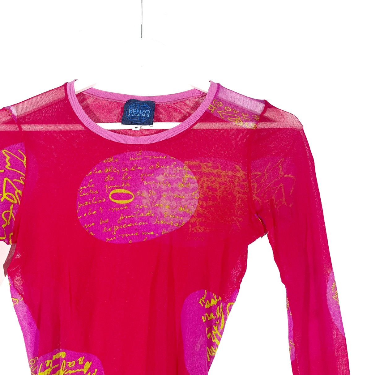 Kenzo × Vintage Kenzo Women Long Sleeve Translucent Vintage Pink Glamour 90s Size M / US 6-8 / IT 42-44 - 2 Thumbnail