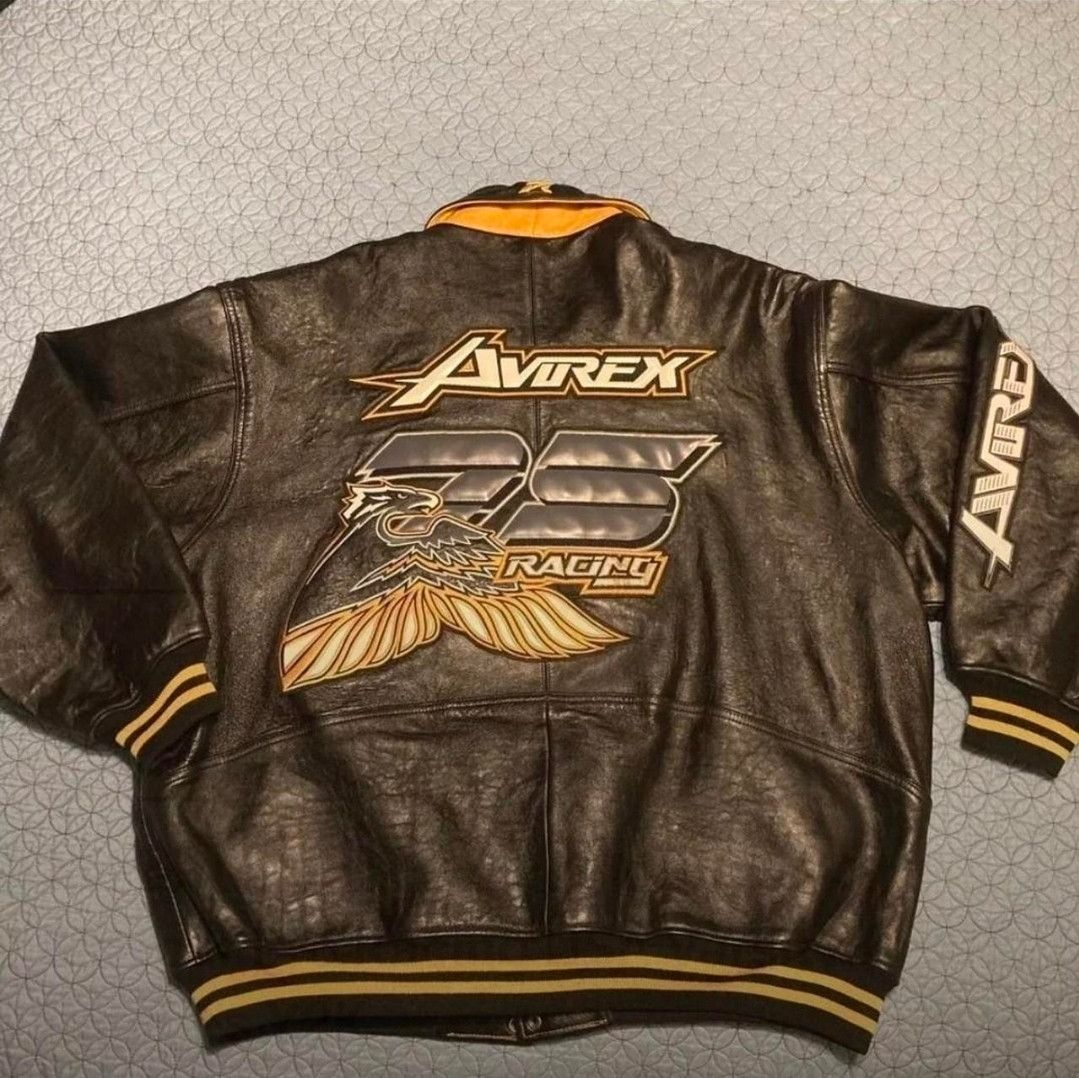 Avirex Rare Vintage Avirex Black Leather Racing Bomber 4XL Size US XXL / EU 58 / 5 - 2 Thumbnail