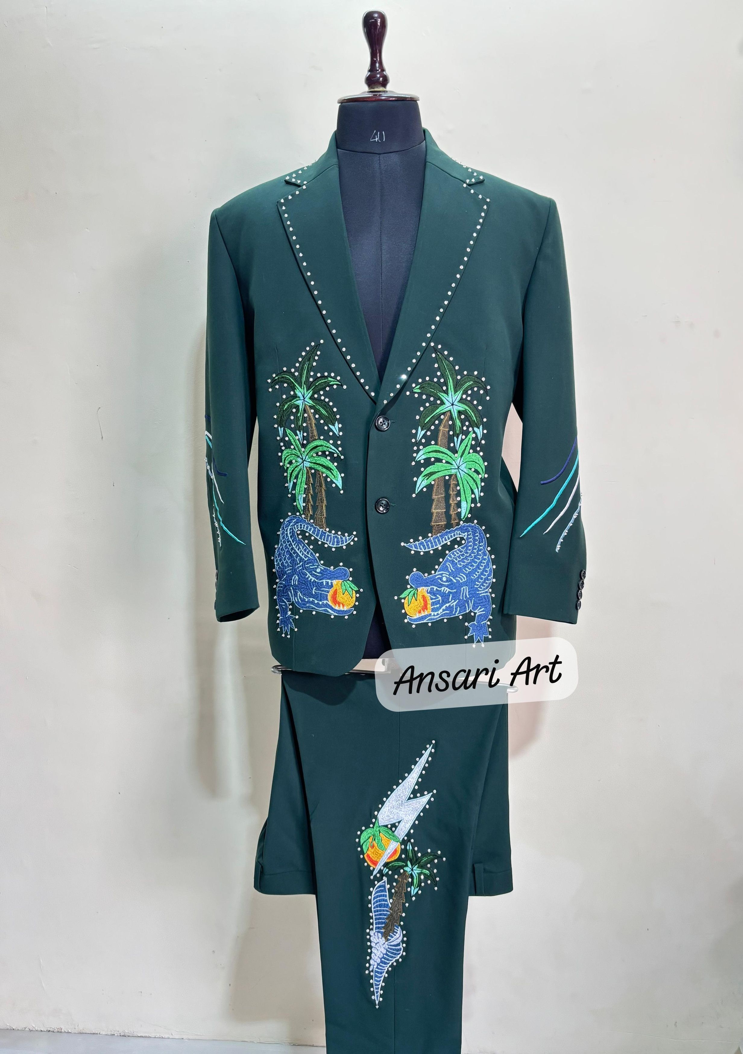 Other Men 2PC Customized crocodile embroidery western prom outfit Size 46S - 2 Thumbnail