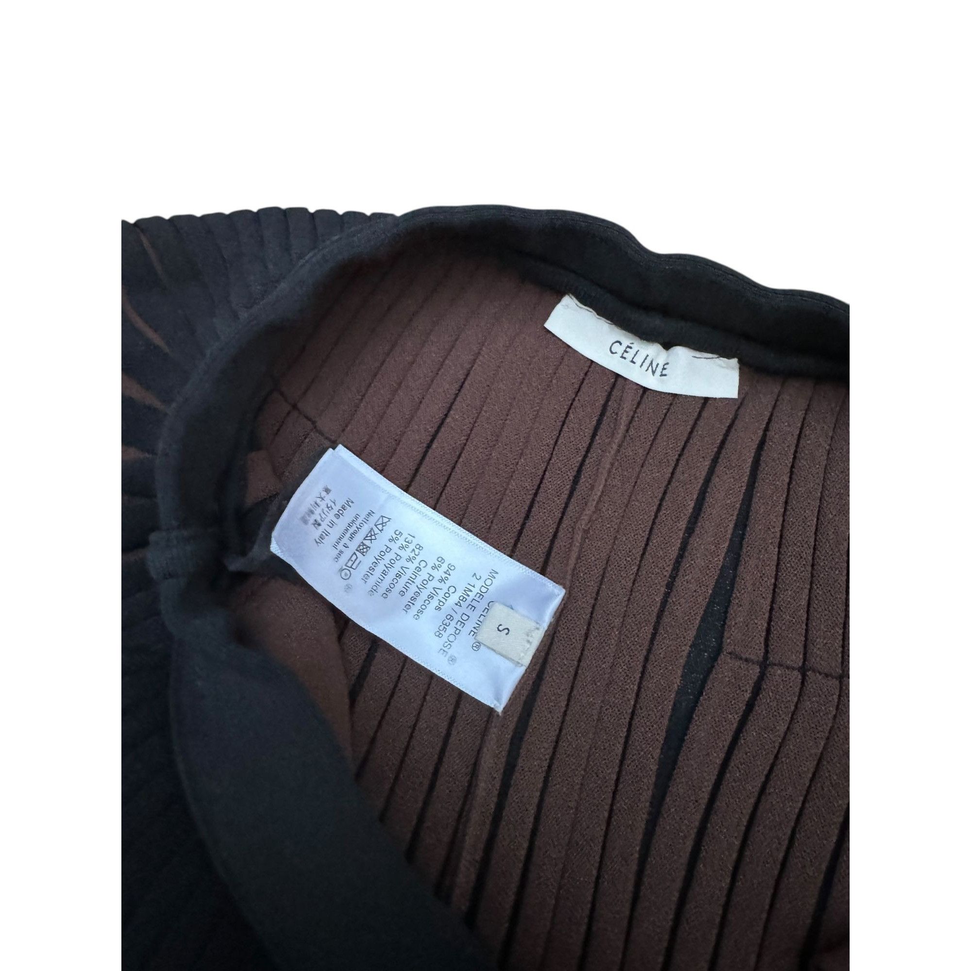 Celine Phoebe Philo Pre Fall 2015 Wide Pleated Black Brown Pants Size 26" / US 2 / IT 38 - 7 Thumbnail