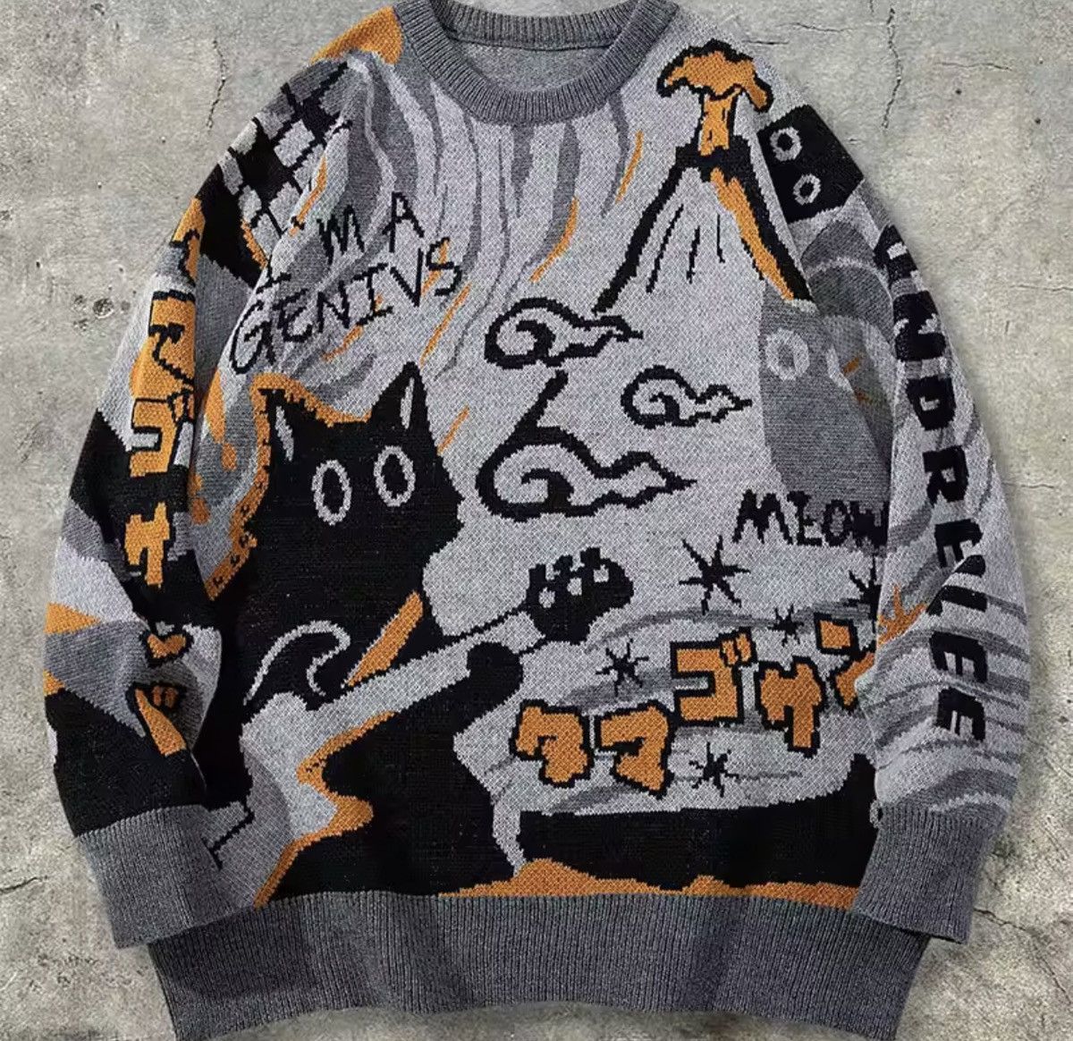 Japanese Brand Black Cat Guitar Knit Sweater - Japanese Graphic Knit Size US L / EU 52-54 / 3 - 2 Thumbnail