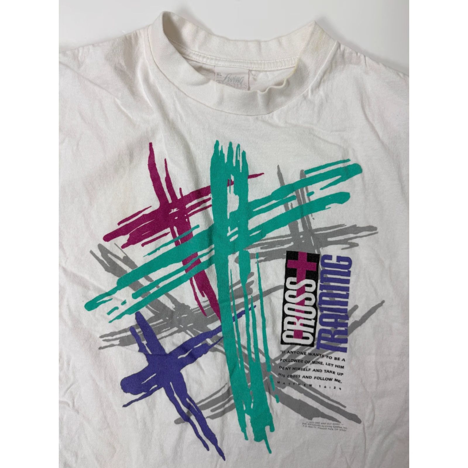 Vintage VINTAGE Living Epistles Shirt XL White 1990s 1992 Cross Training Jesus Christian Bible Graphic Print T-Shirt Men XL Size US XL / EU 56 / 4 - 2 Thumbnail