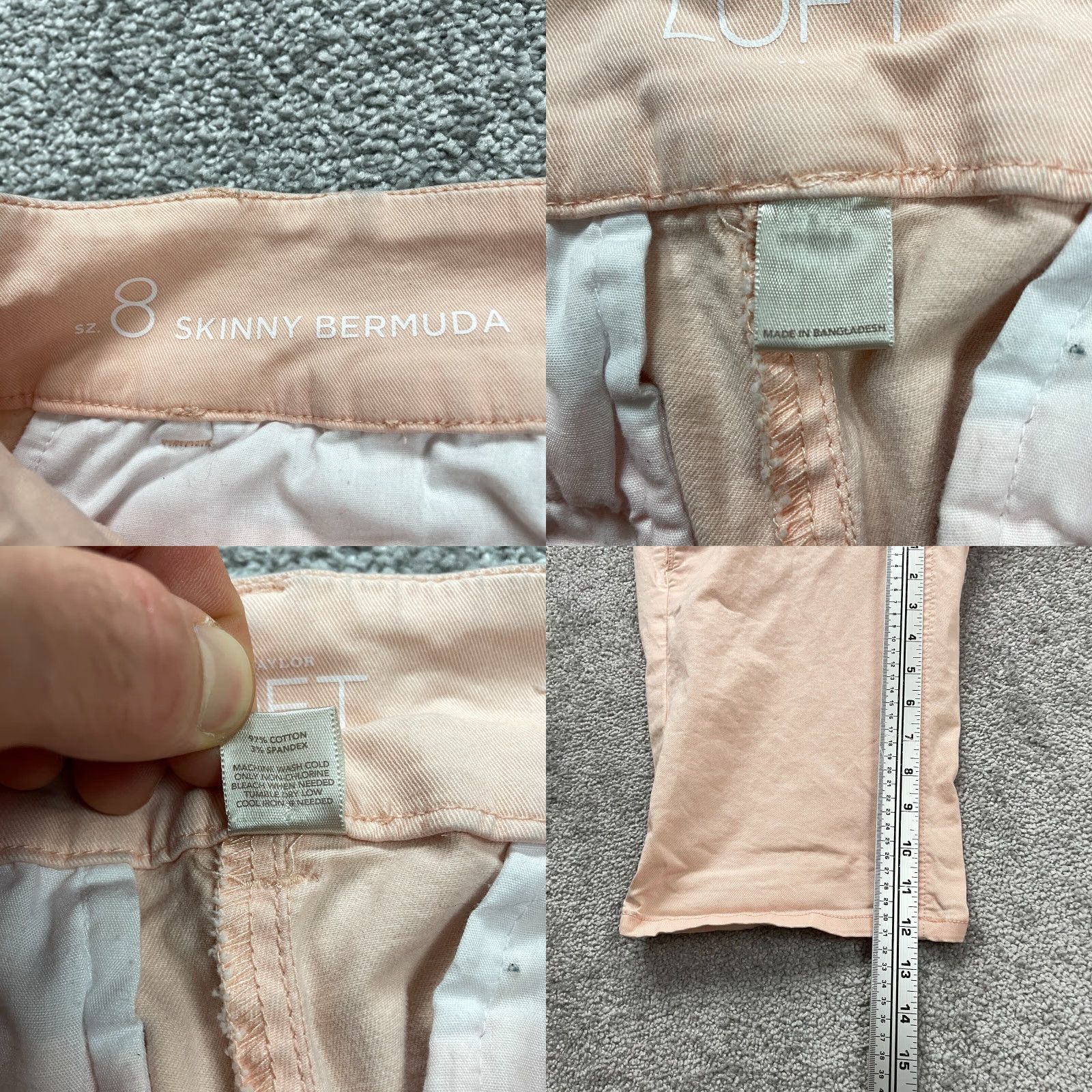 Ann Taylor VINTAGE Ann Taylor Loft Skinny Bermuda Shorts Women 8 Casual Mid Rise Cotton Blend Pink Summer Girls Size 30" / US 8 / IT 44 - 8 Thumbnail