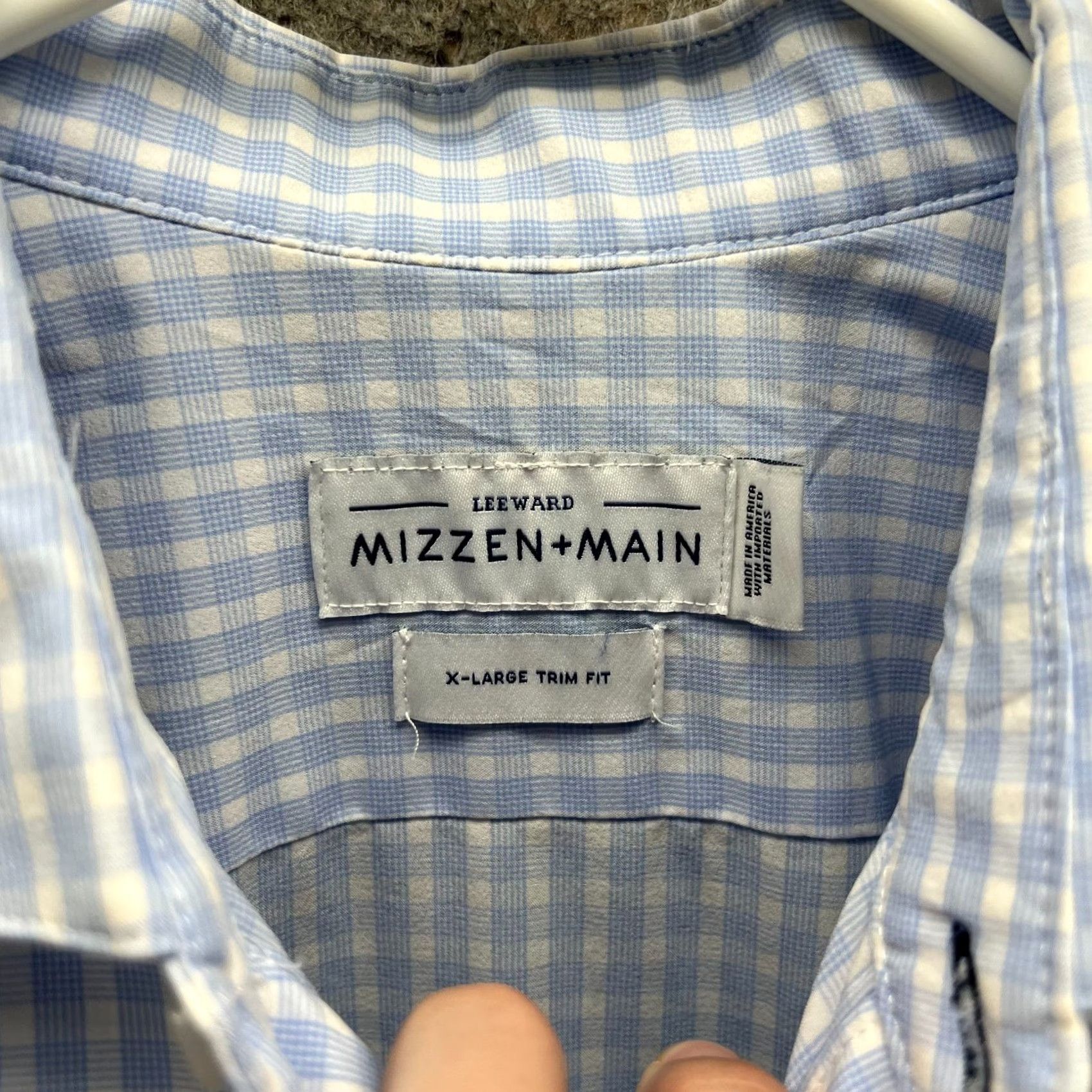 Mizzen+Main Mizzen+Main Shirt Men XL Blue Button-Down Check Leeward Gingham Stretch, Regular Fit, Long Sleeve, Button-Up, Casual/Formal, Preppy, All Seasons Size US XL / EU 56 / 4 - 4 Thumbnail
