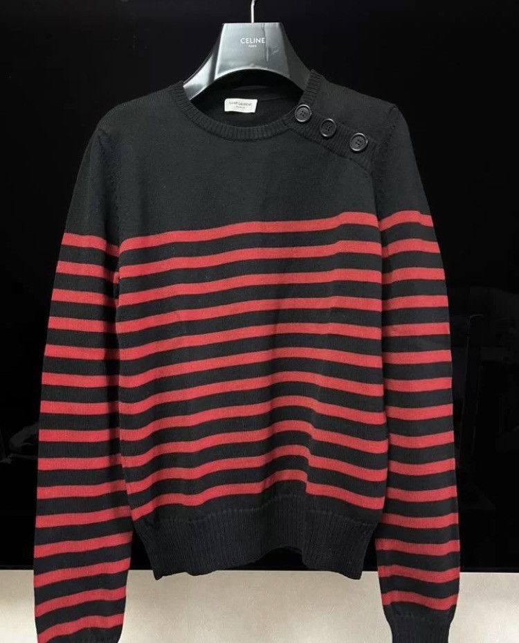 image of Saint Laurent Paris Wool Button Detail Jumper Sweater, Men's (Size Small)