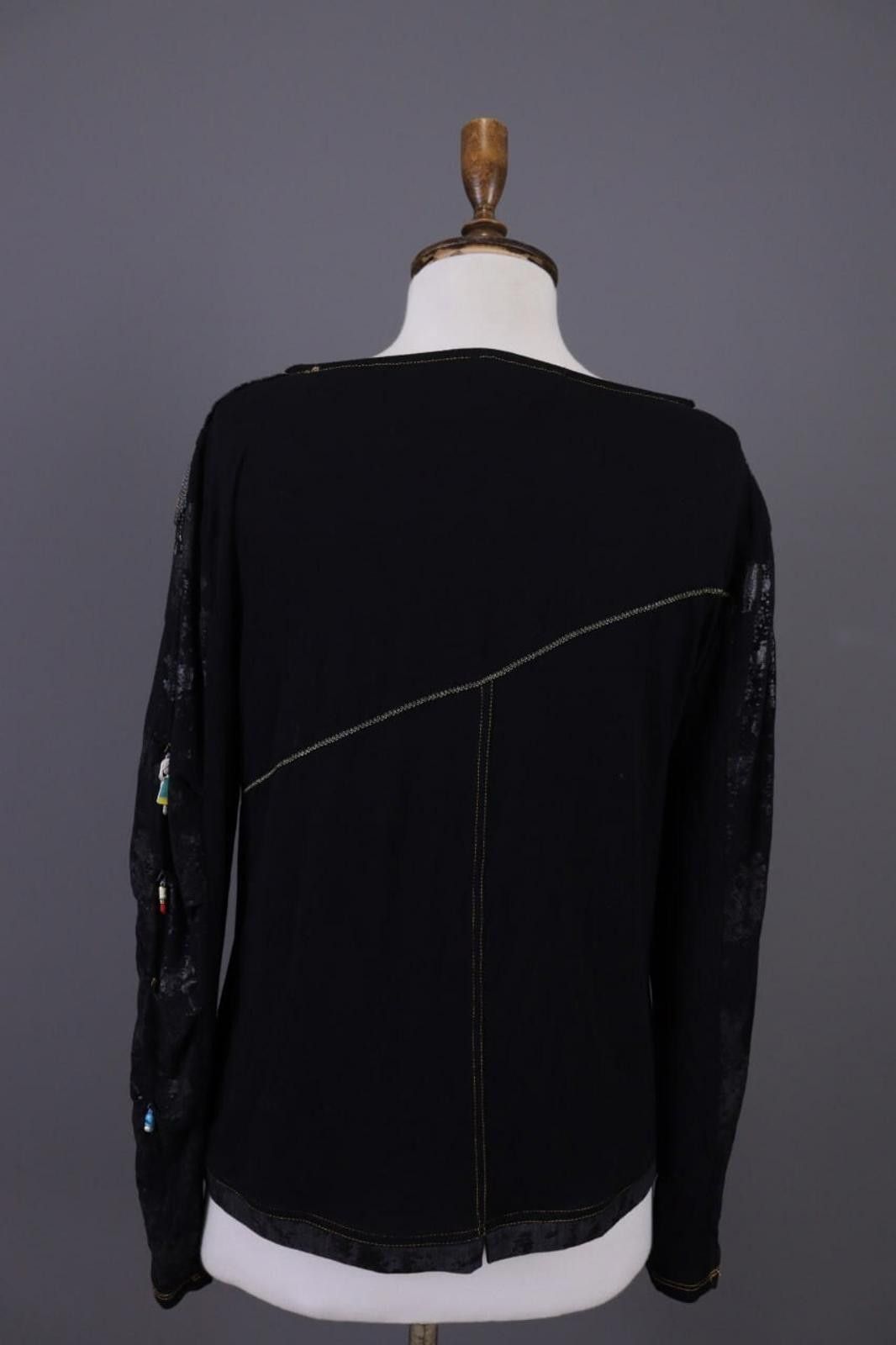 Designer Elisa Cavaletti Black Floral Relaxed Blouse Shirt Size L Size L / US 10 / IT 46 - 10 Thumbnail