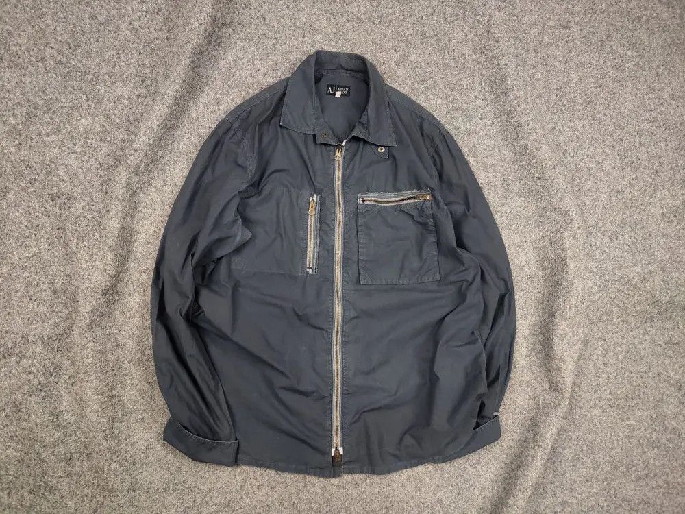 Armani Vintage Armani Jeans Pocket Zipper Light Faded Overshirt Y2K Size US L / EU 52-54 / 3 - 1 Thumbnail