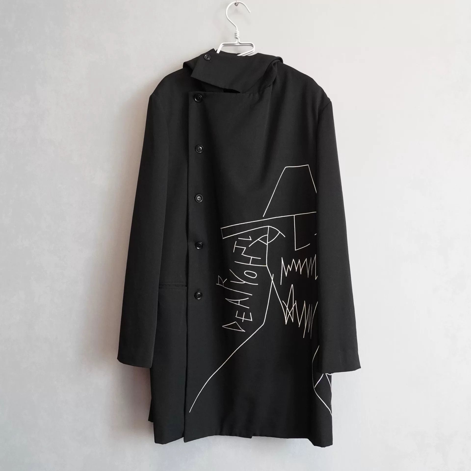 Yohji Yamamoto Yohji Yamamoto Hooded Embroidered Coat Size US M / EU 48-50 / 2 - 1 Thumbnail