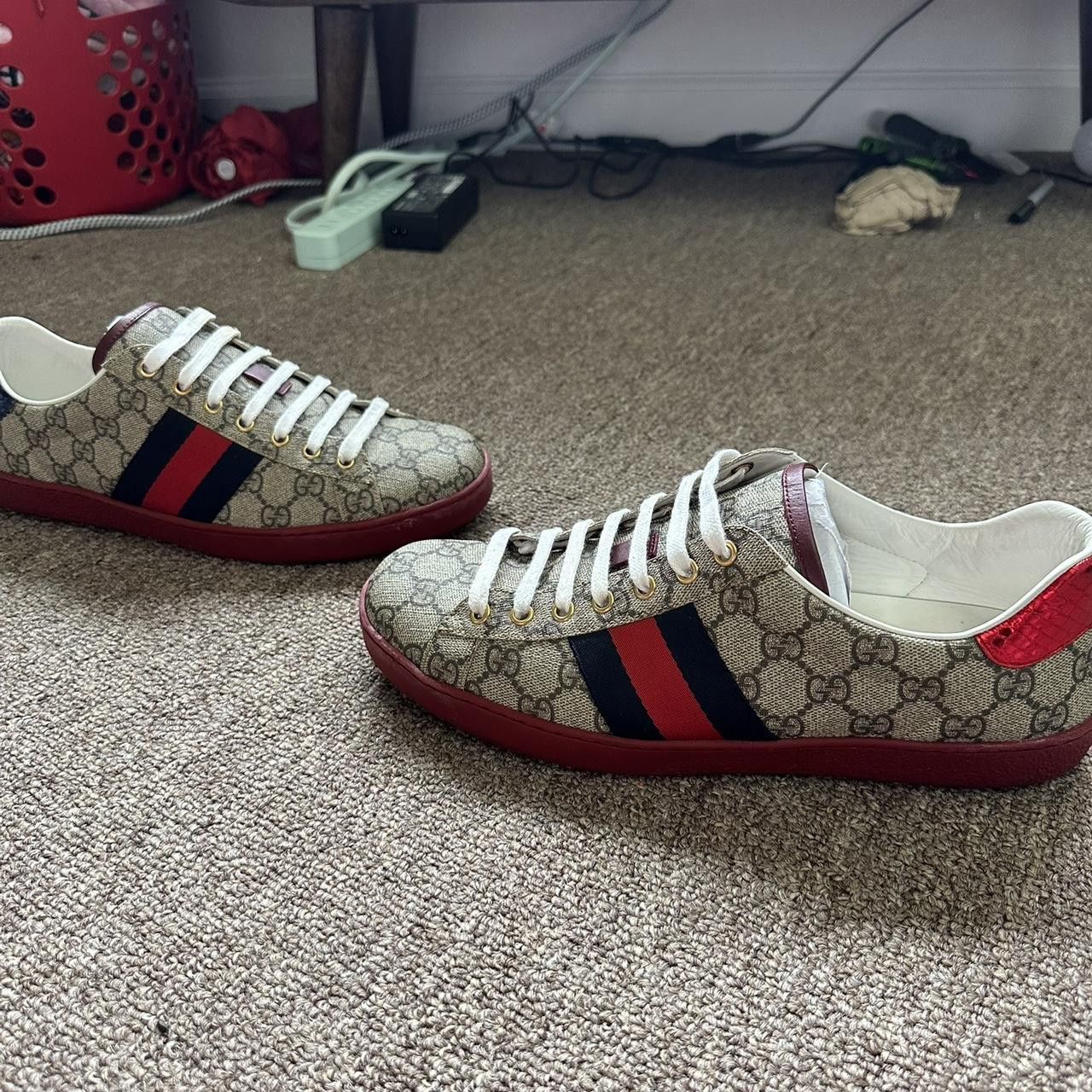 Gucci Gucci Ace Supreme Sneakers Red Monogram 9.5 GG Logo Size US 9.5 / EU 42-43 - 3 Thumbnail