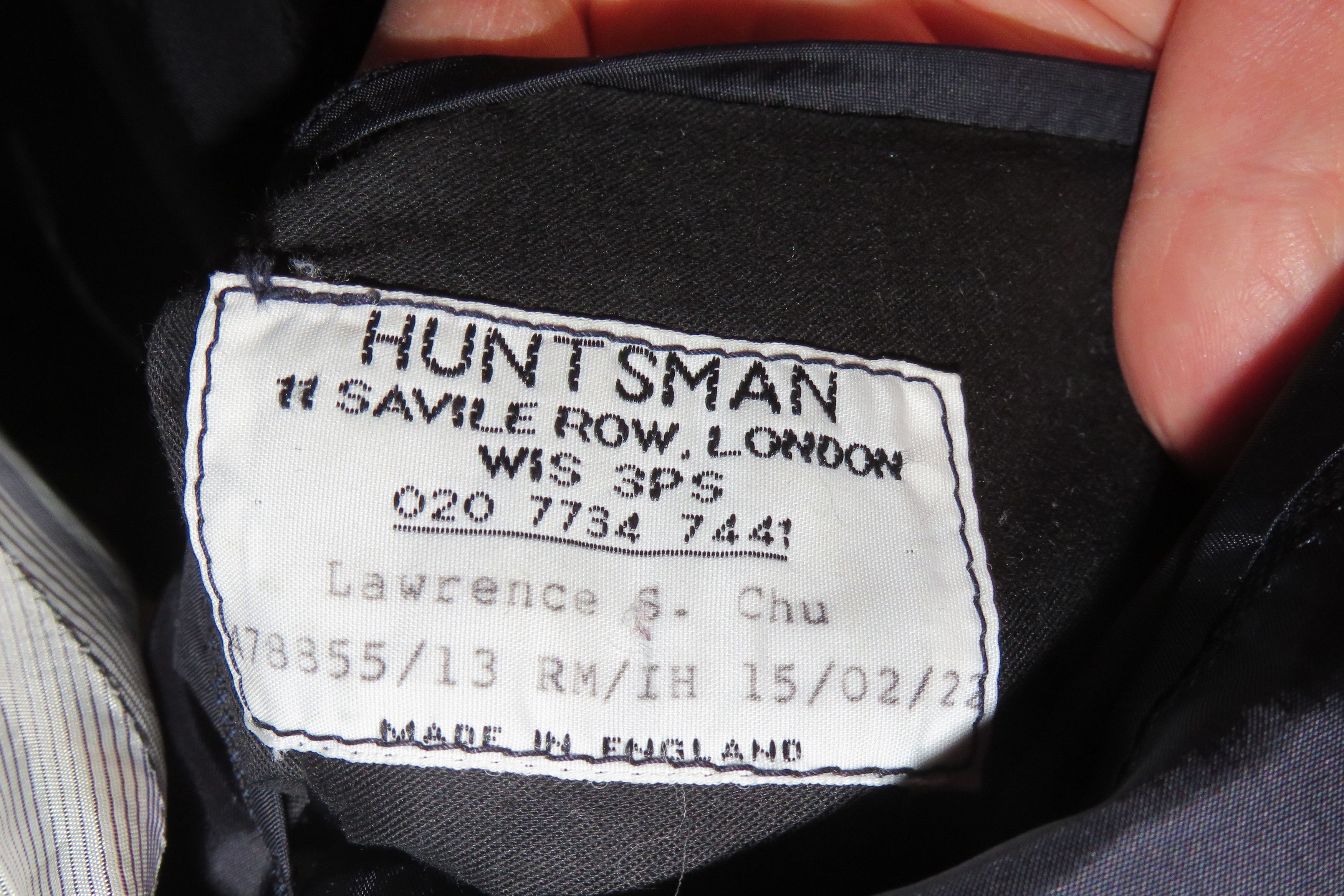 Huntsman × Savile Row Bespoke 2022 Navy Blue Birdseye One Button Suit 34S Size 34S - 19 Thumbnail
