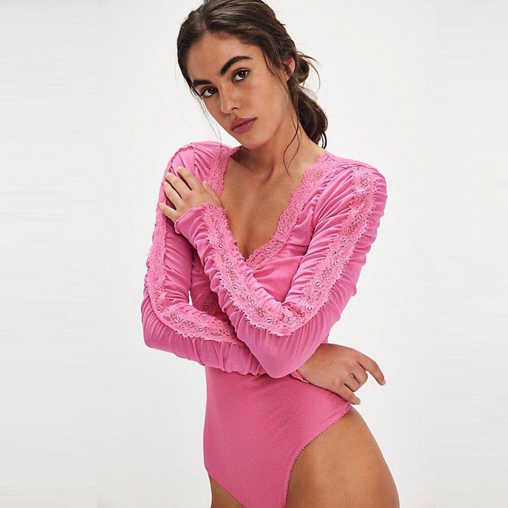 Free People NWT New Free People Forever Young Pink Bodysuit Size S Size S / US 4 / IT 40 - 1 Thumbnail