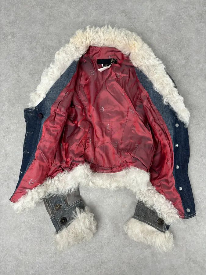 Just Cavalli AW2005 Cavalli Mongolian Fur Grey Leather & Blue Denim Jacket Size M / US 6-8 / IT 42-44 - 8 Thumbnail
