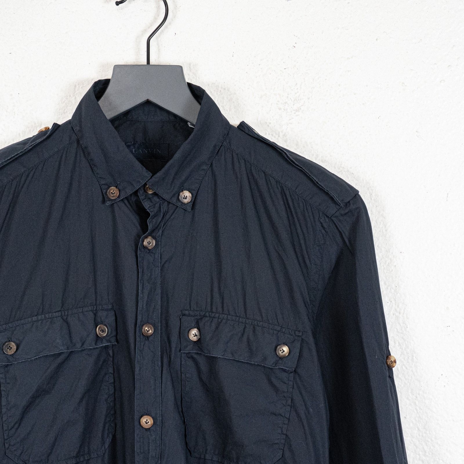 Lanvin LANVIN Men's Button down Shirt Ultility 2 Pocket in Navy Size US XS / EU 42 / 0 - 4 Thumbnail