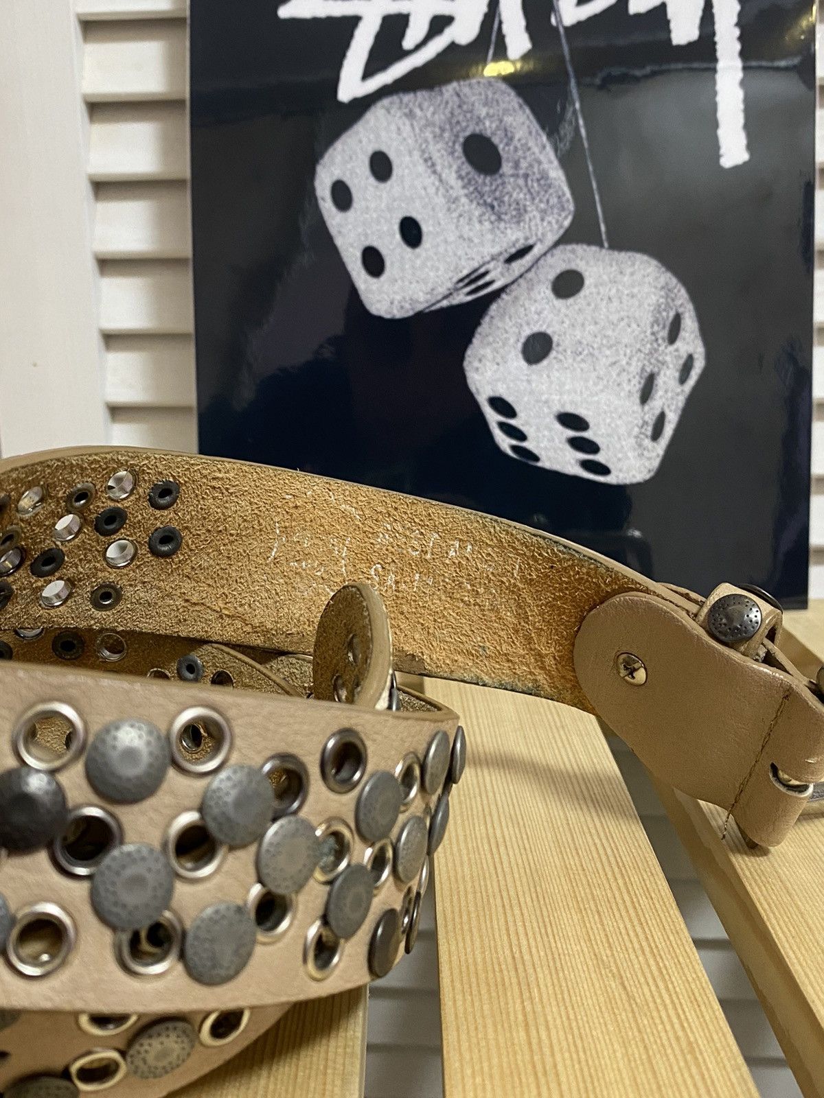 Hysteric Glamour Vintage Belt Y2k Stunned Leather Holes Rhinestones Stones Size ONE SIZE - 5 Thumbnail