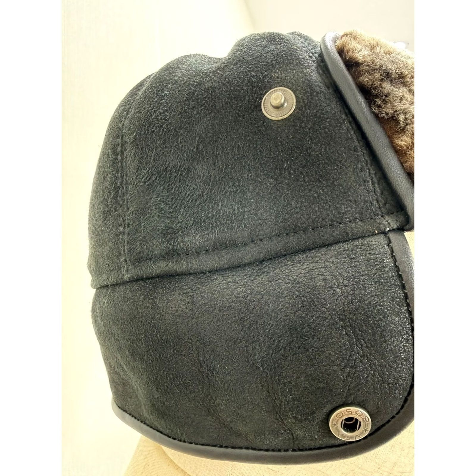 Vintage VINTAGE Nike? Real 100% Fur Sheepskin Bomber Caps Suede Leather Trapper Hat Black Size ONE SIZE - 5 Thumbnail