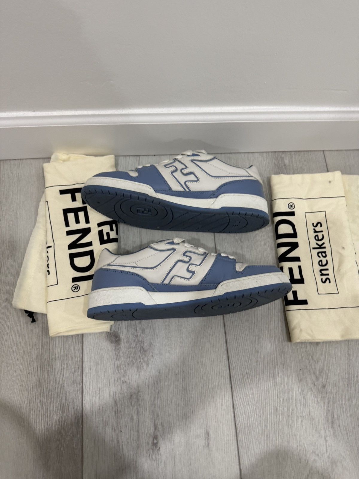 Fendi Fendi “Force” Low-Top Sneakers - White/Blue- EU43 US10.5 Size US 10.5 / EU 43-44 - 1 Thumbnail