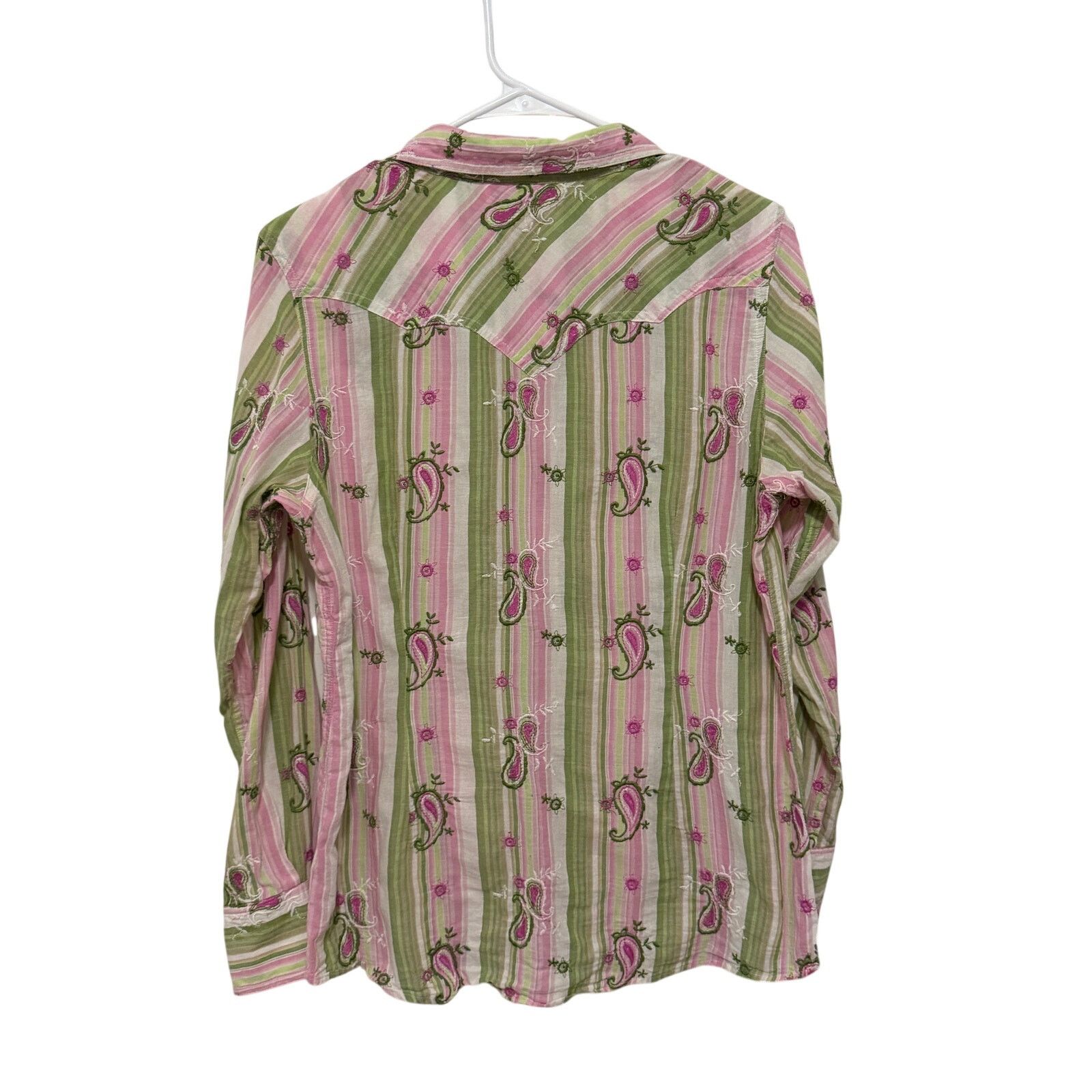 Ariat Ariat Pink Green Pearl Snap Long Sleeve Collar Paisley Shirt Size M / US 6-8 / IT 42-44 - 4 Thumbnail