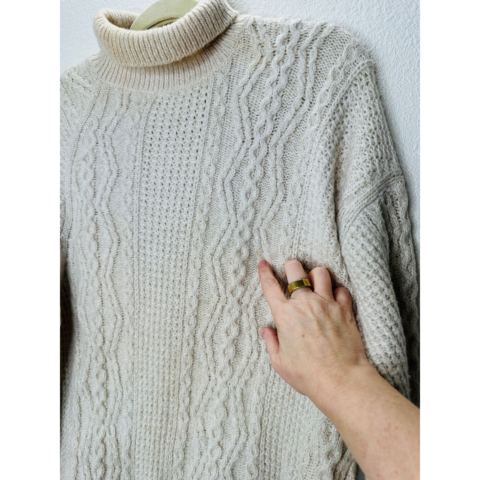 Vince Vince Cream Chunky Knit Long Sleeve Mock Neck Sweater L Size L / US 10 / IT 46 - 6 Thumbnail