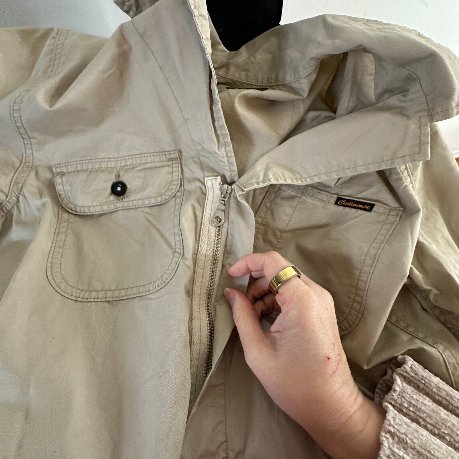 Civilianaire Civilianaire Khaki Twill Zip Long Sleeve Utility Jumpsuit XS Size 26" / US 2 / IT 38 - 6 Thumbnail