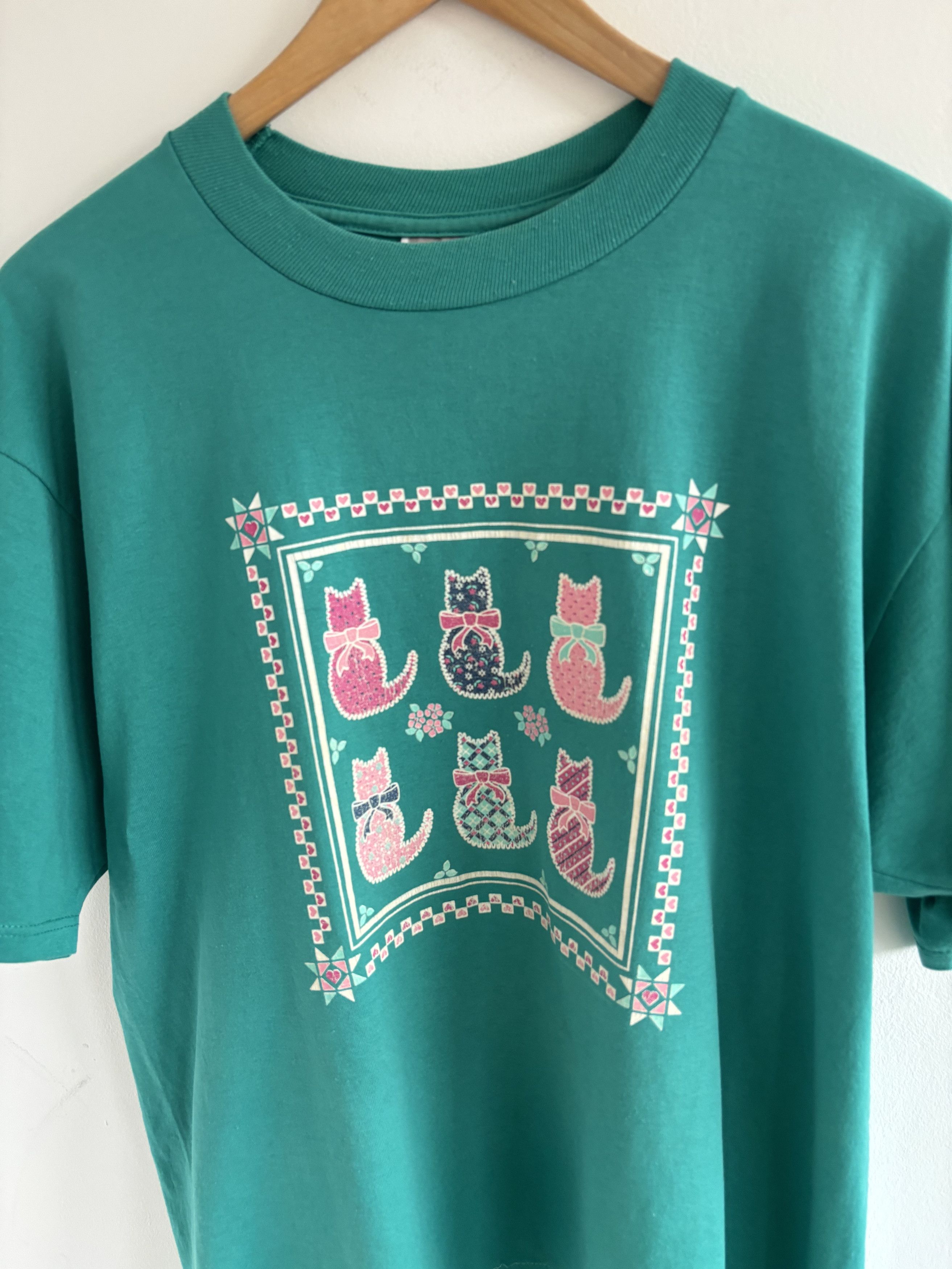 Jerzees × Vintage Vintage 90s Cats Cute Tee Size US L / EU 52-54 / 3 - 3 Thumbnail