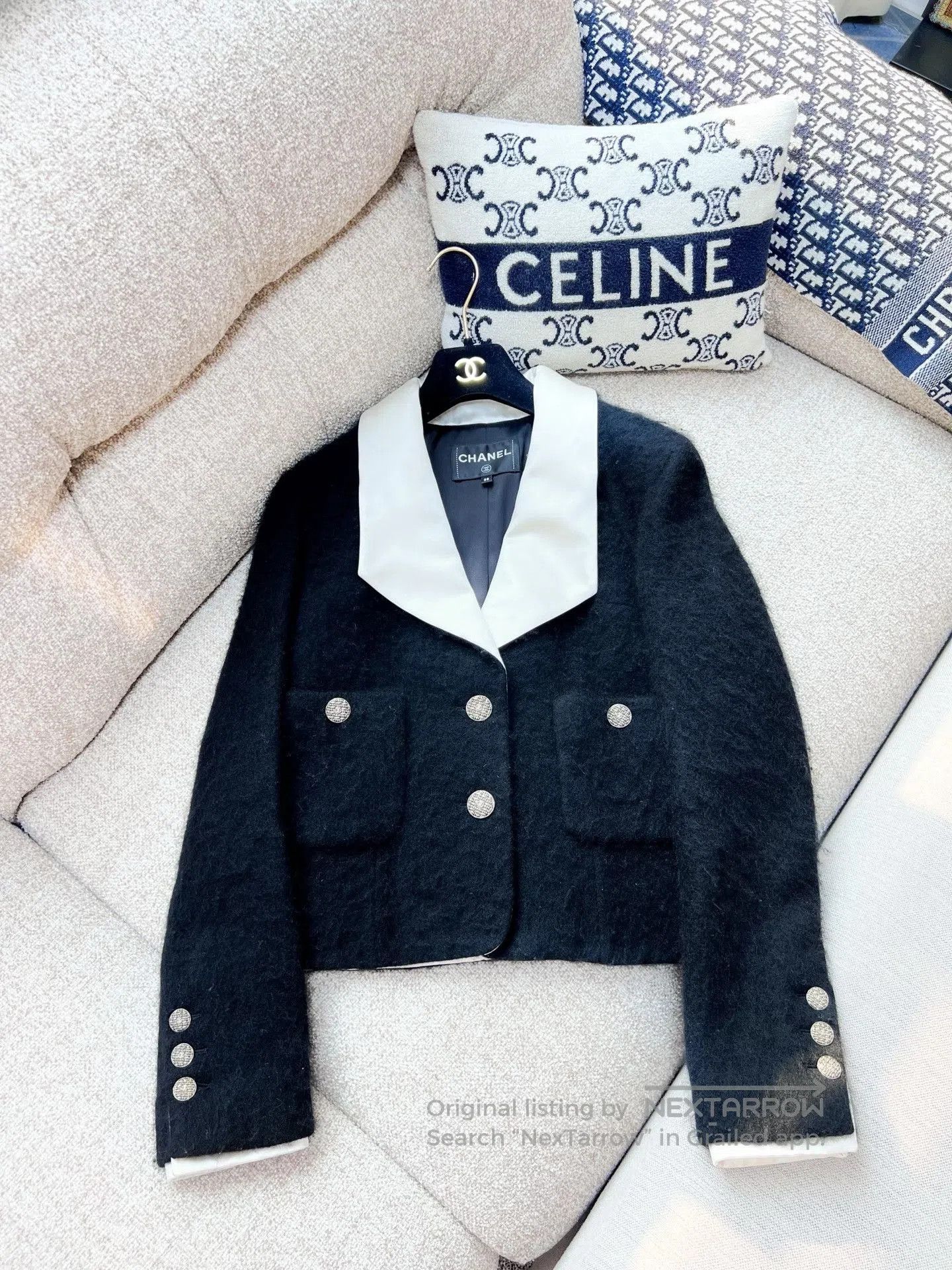 Chanel Chanel 18B Black Mohair Lapel Coat. Size S / US 4 / IT 40 - 1 Thumbnail