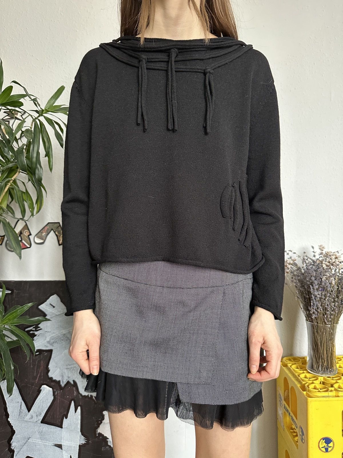 Designer Unique Designer Wool Blend Fringe Knit Crop Pullover Size L / US 10 / IT 46 - 5 Thumbnail